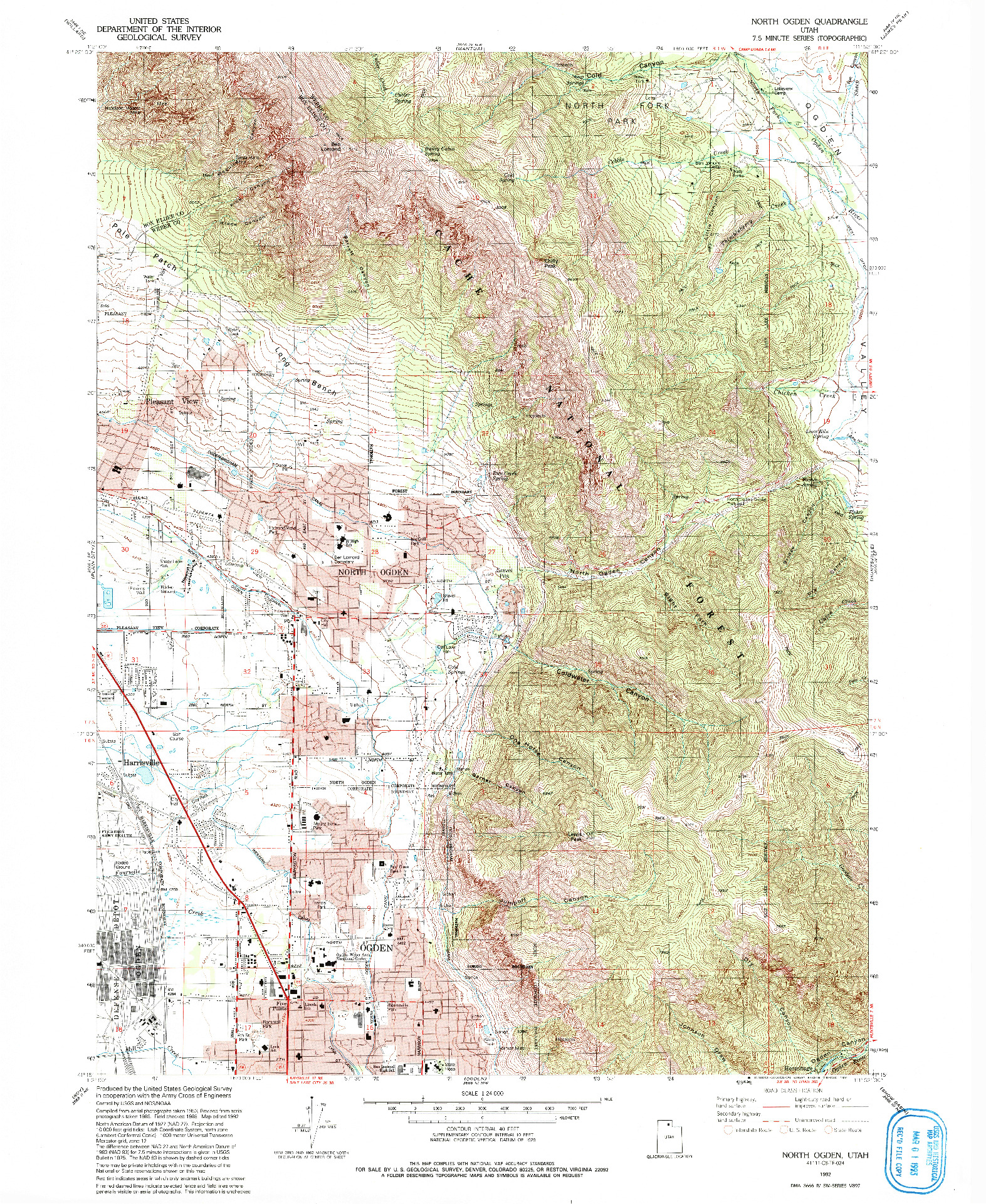 USGS 1:24000-SCALE QUADRANGLE FOR NORTH OGDEN, UT 1992