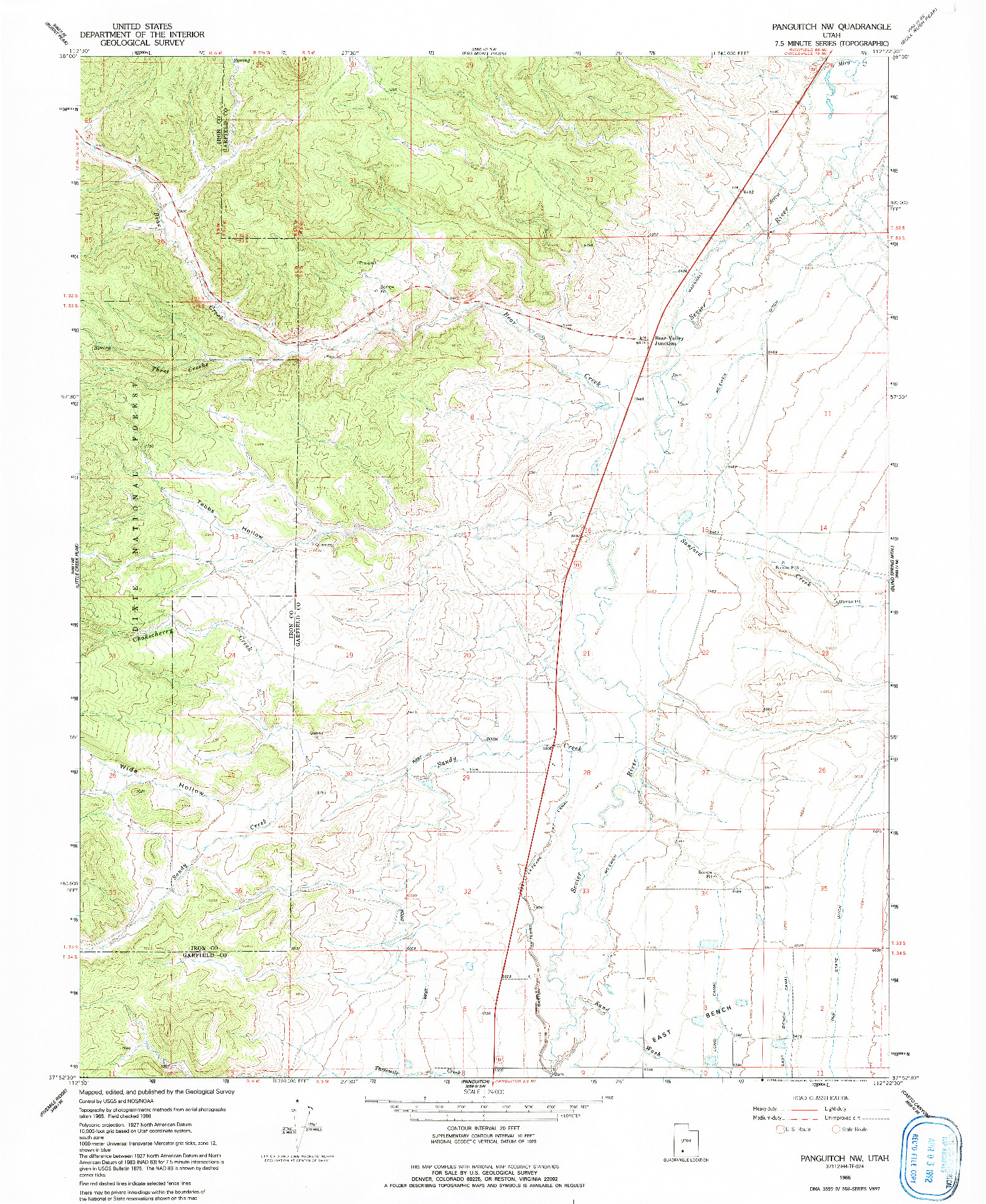 USGS 1:24000-SCALE QUADRANGLE FOR PANGUITCH NW, UT 1966