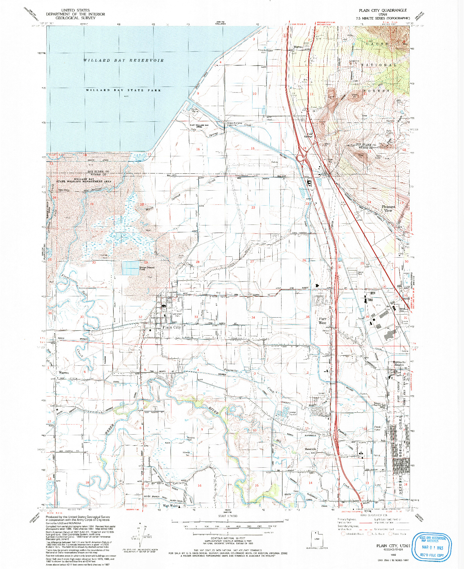 USGS 1:24000-SCALE QUADRANGLE FOR PLAIN CITY, UT 1992