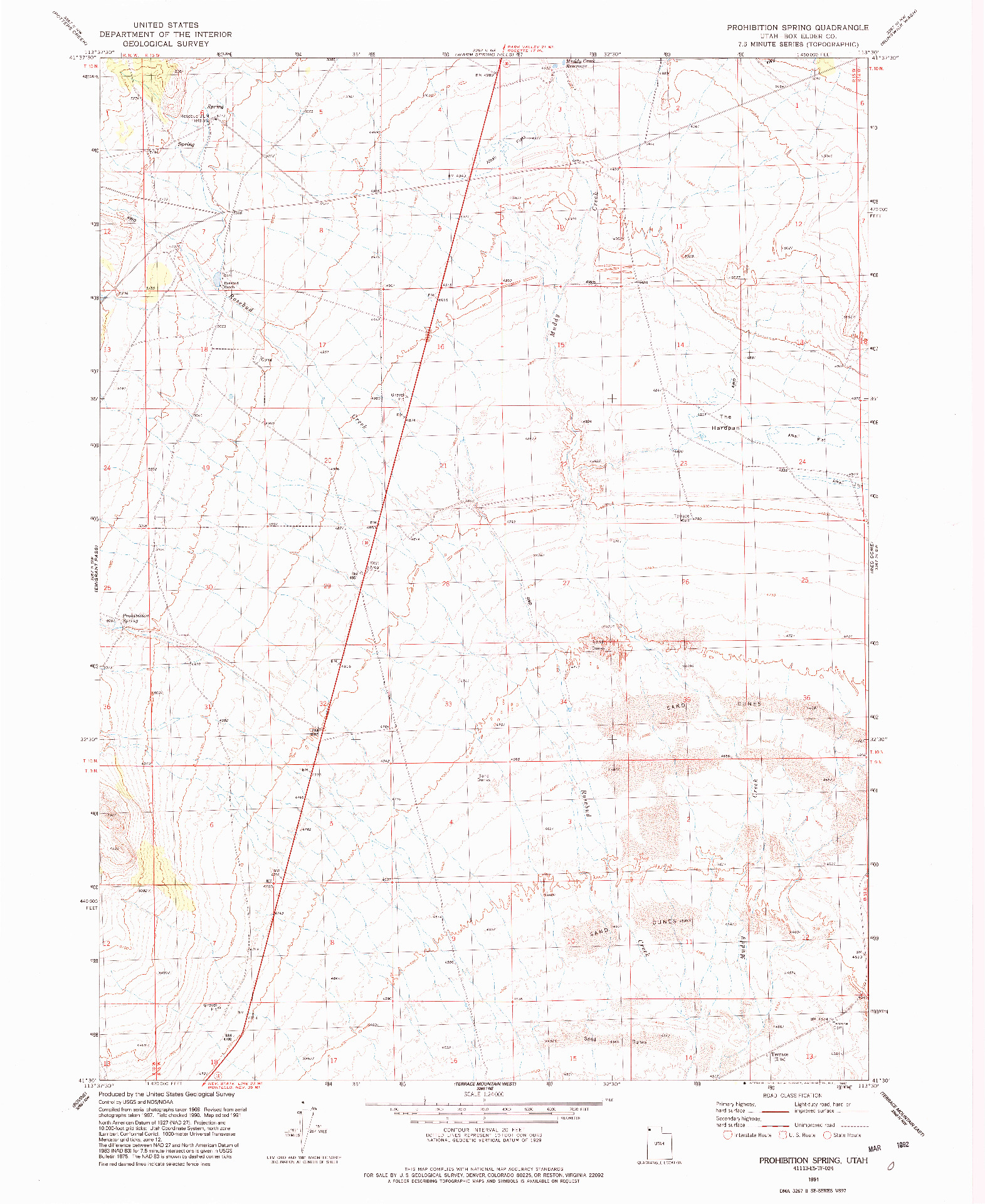 USGS 1:24000-SCALE QUADRANGLE FOR PROHIBITION SPRING, UT 1991