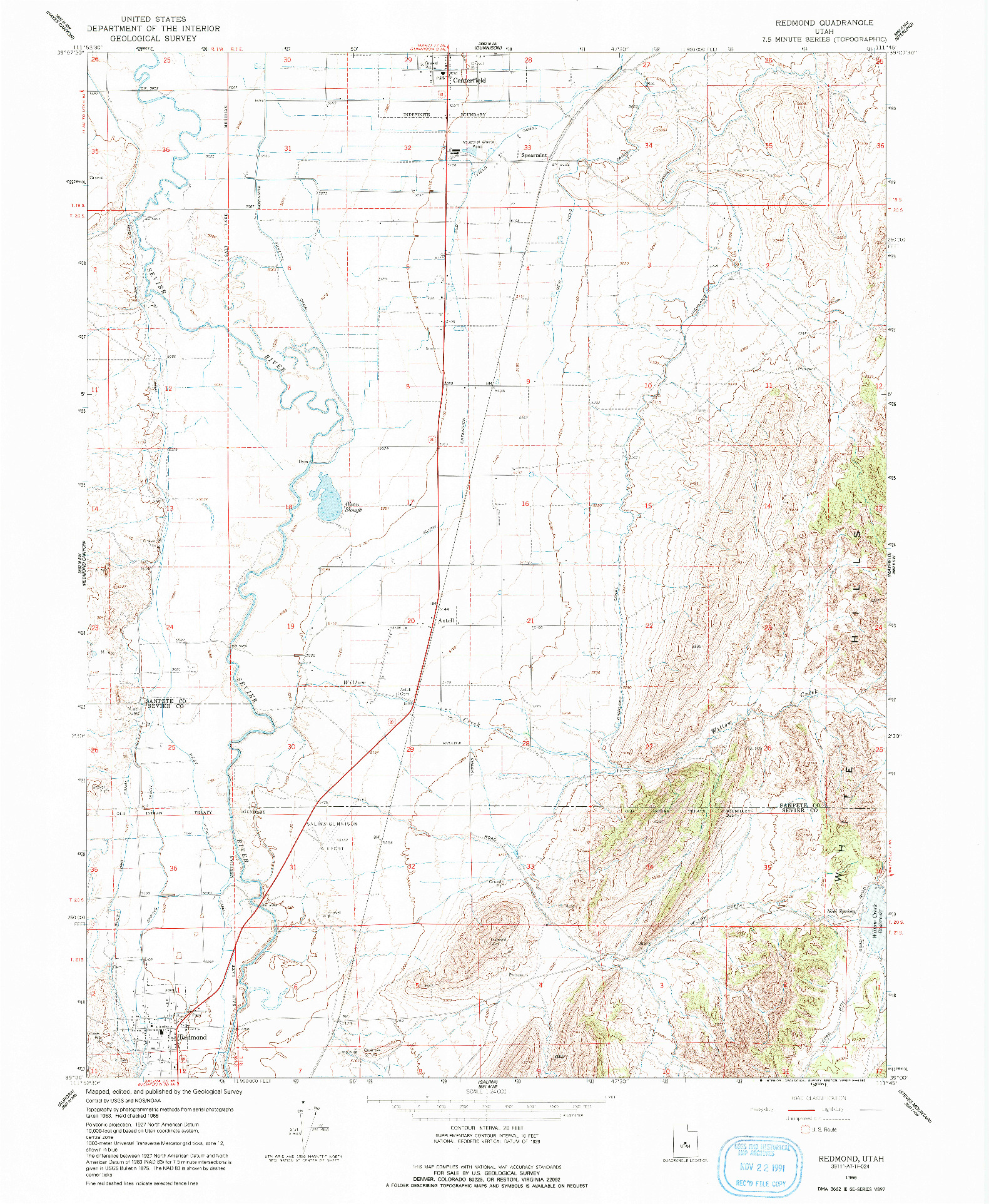 USGS 1:24000-SCALE QUADRANGLE FOR REDMOND, UT 1966