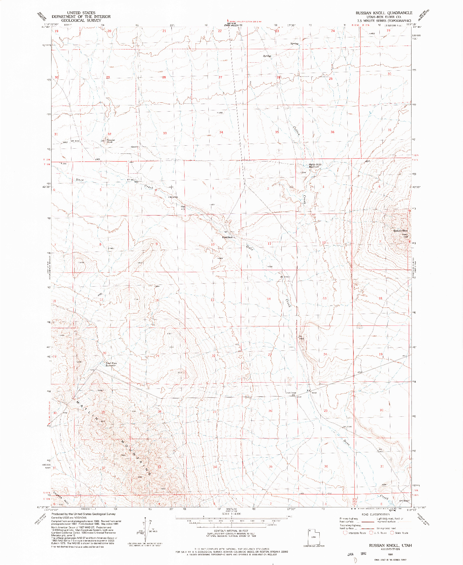 USGS 1:24000-SCALE QUADRANGLE FOR RUSSIAN KNOLL, UT 1991