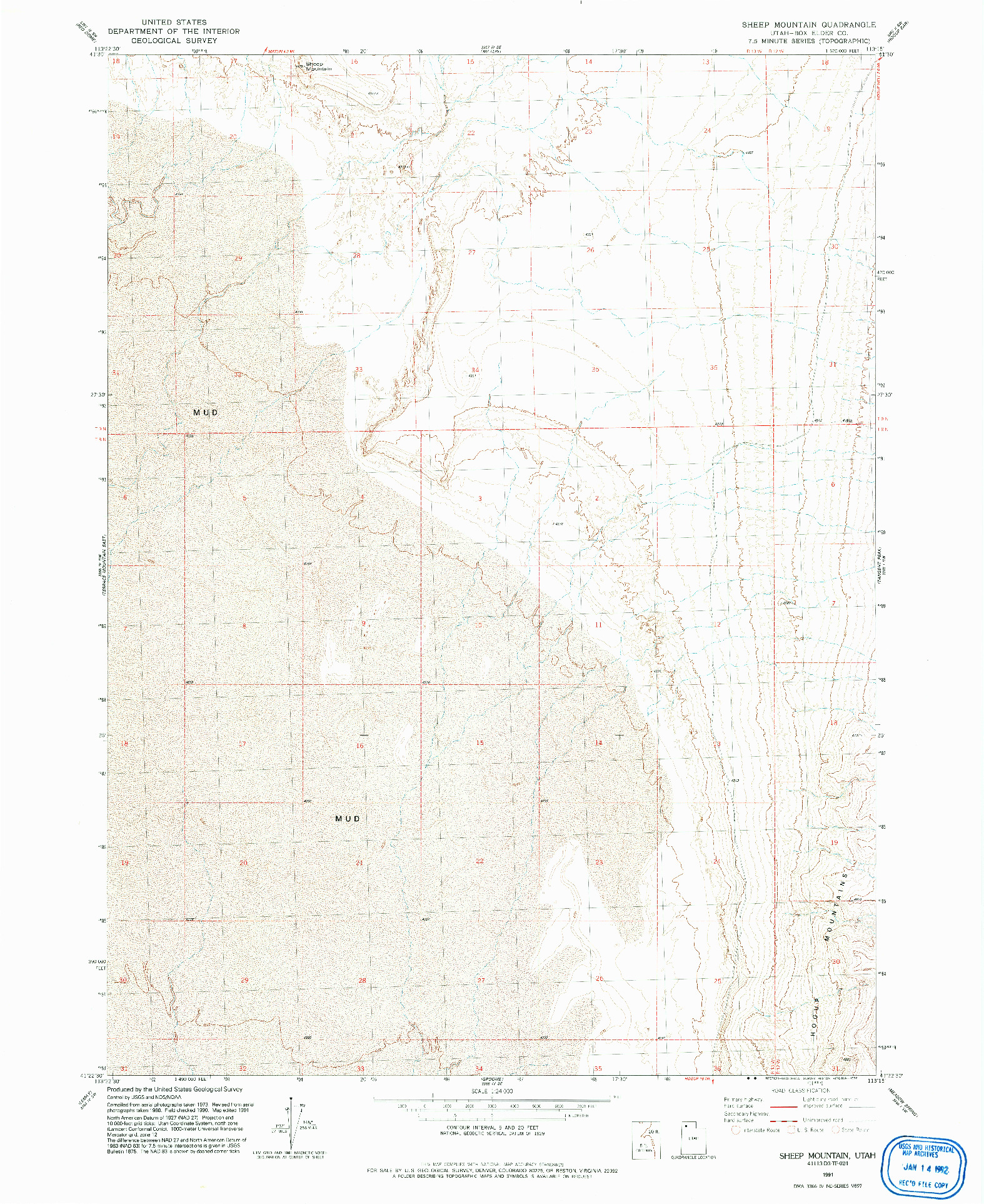 USGS 1:24000-SCALE QUADRANGLE FOR SHEEP MOUNTAIN, UT 1991