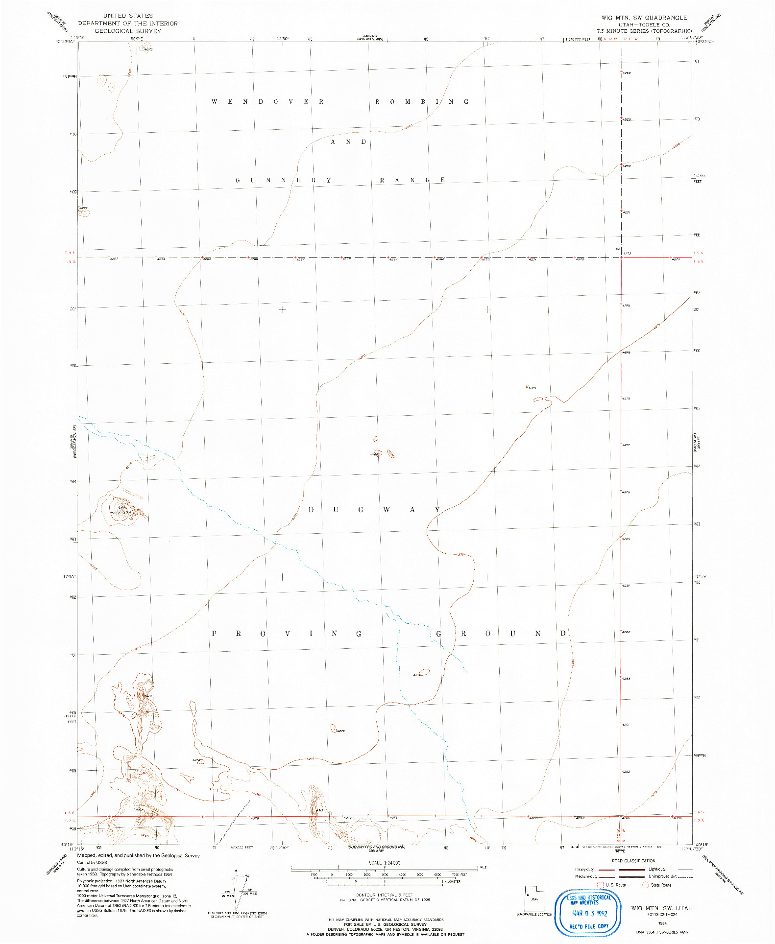 USGS 1:24000-SCALE QUADRANGLE FOR WIG MTN SW, UT 1954