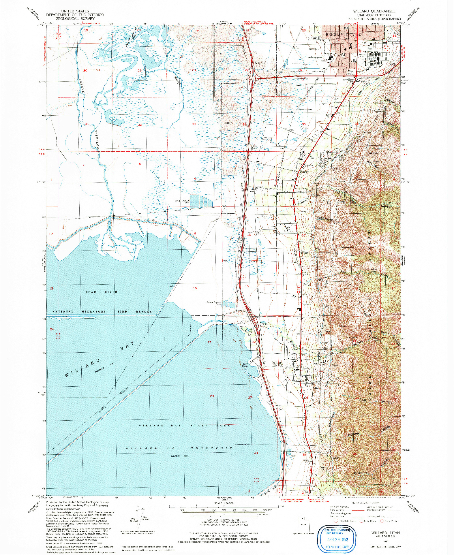 USGS 1:24000-SCALE QUADRANGLE FOR WILLARD, UT 1992