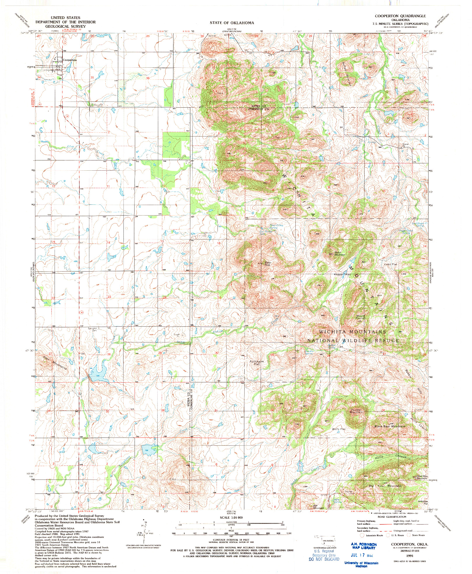 USGS 1:24000-SCALE QUADRANGLE FOR COOPERTON, OK 1991