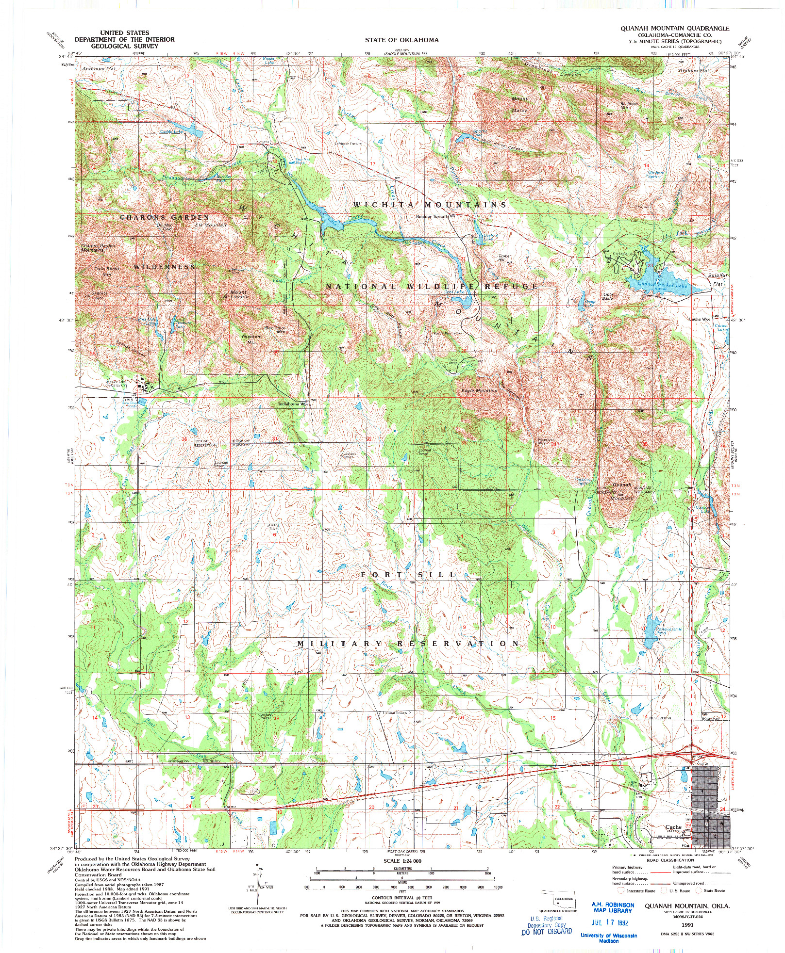 USGS 1:24000-SCALE QUADRANGLE FOR QUANAH MOUNTAIN, OK 1991