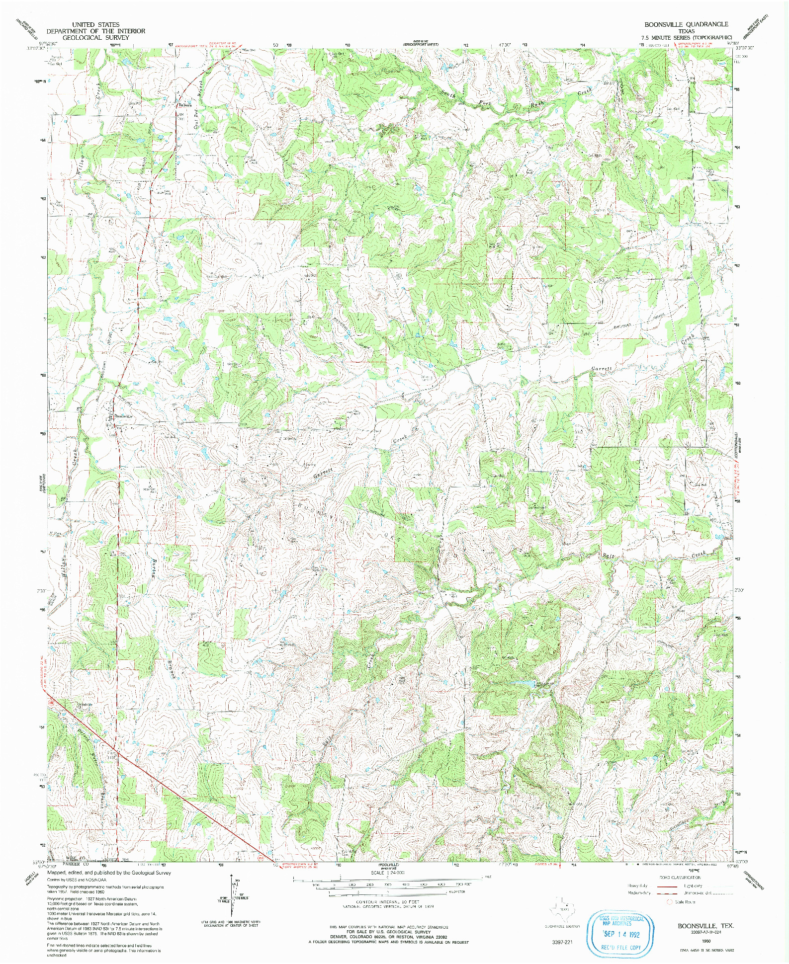 USGS 1:24000-SCALE QUADRANGLE FOR BOONSVILLE, TX 1960