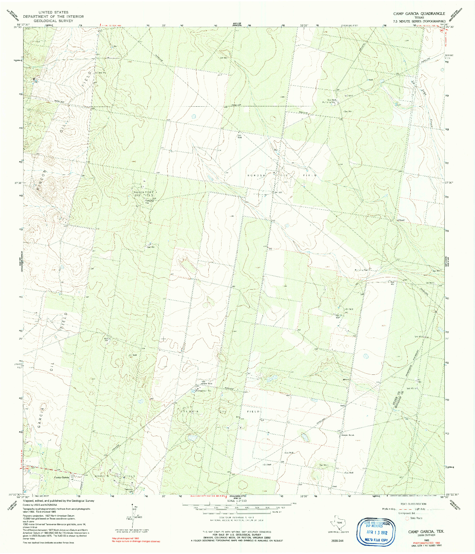USGS 1:24000-SCALE QUADRANGLE FOR CAMP GARCIA, TX 1965