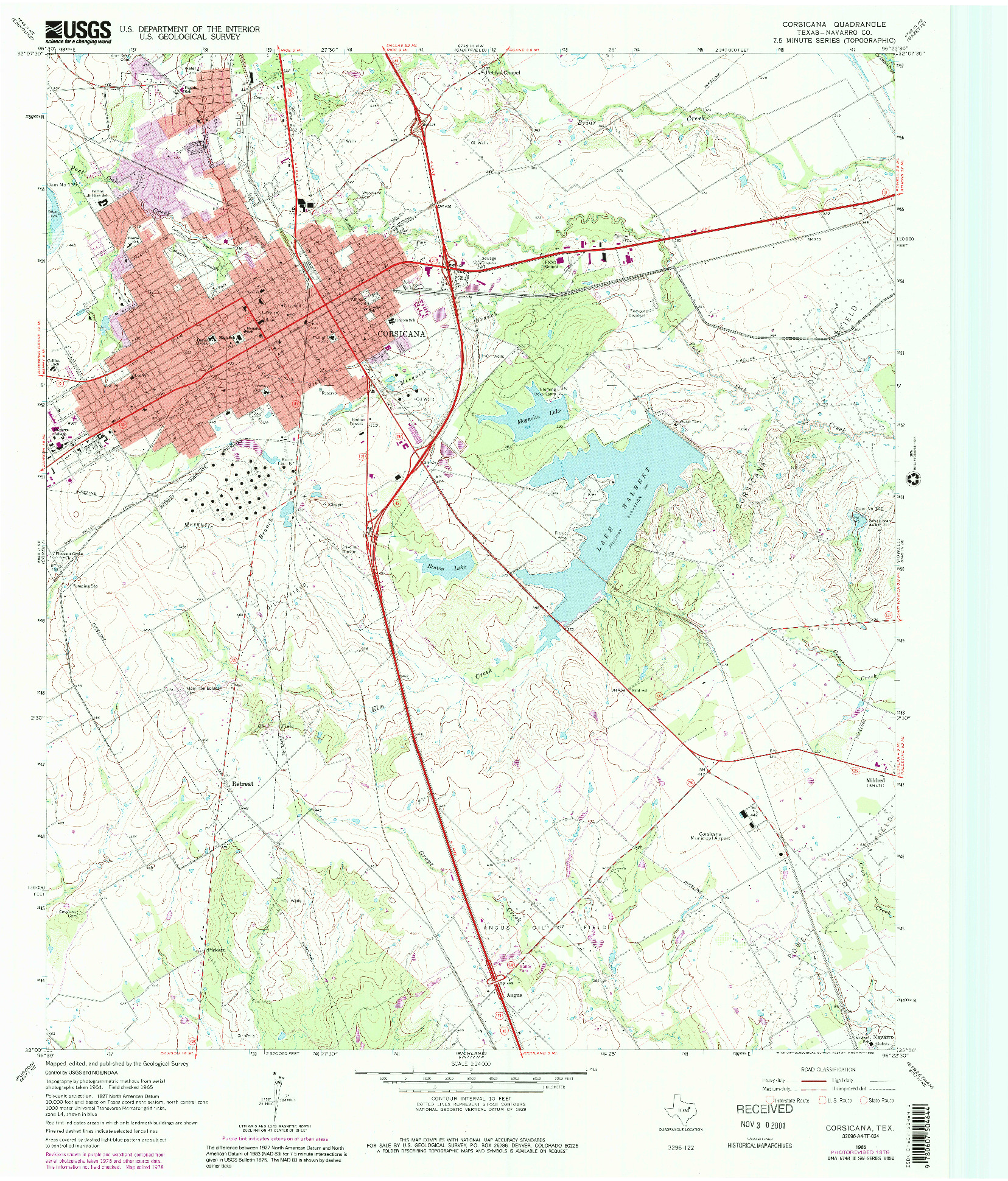 USGS 1:24000-SCALE QUADRANGLE FOR CORSICANA, TX 1965