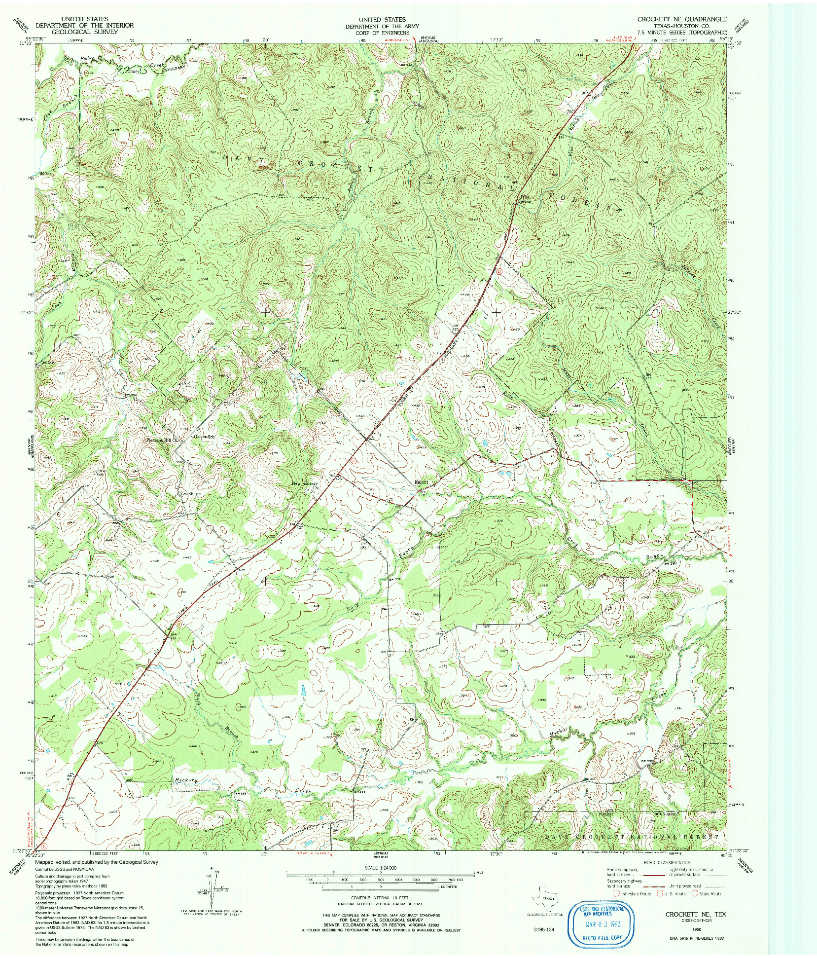 USGS 1:24000-SCALE QUADRANGLE FOR CROCKETT NE, TX 1950
