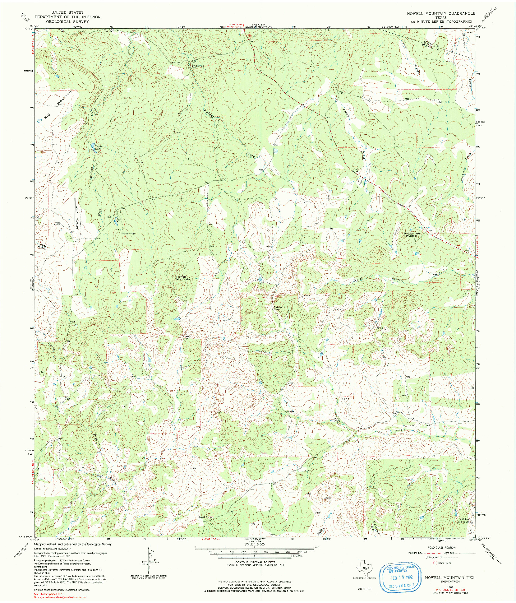 USGS 1:24000-SCALE QUADRANGLE FOR HOWELL MOUNTAIN, TX 1967