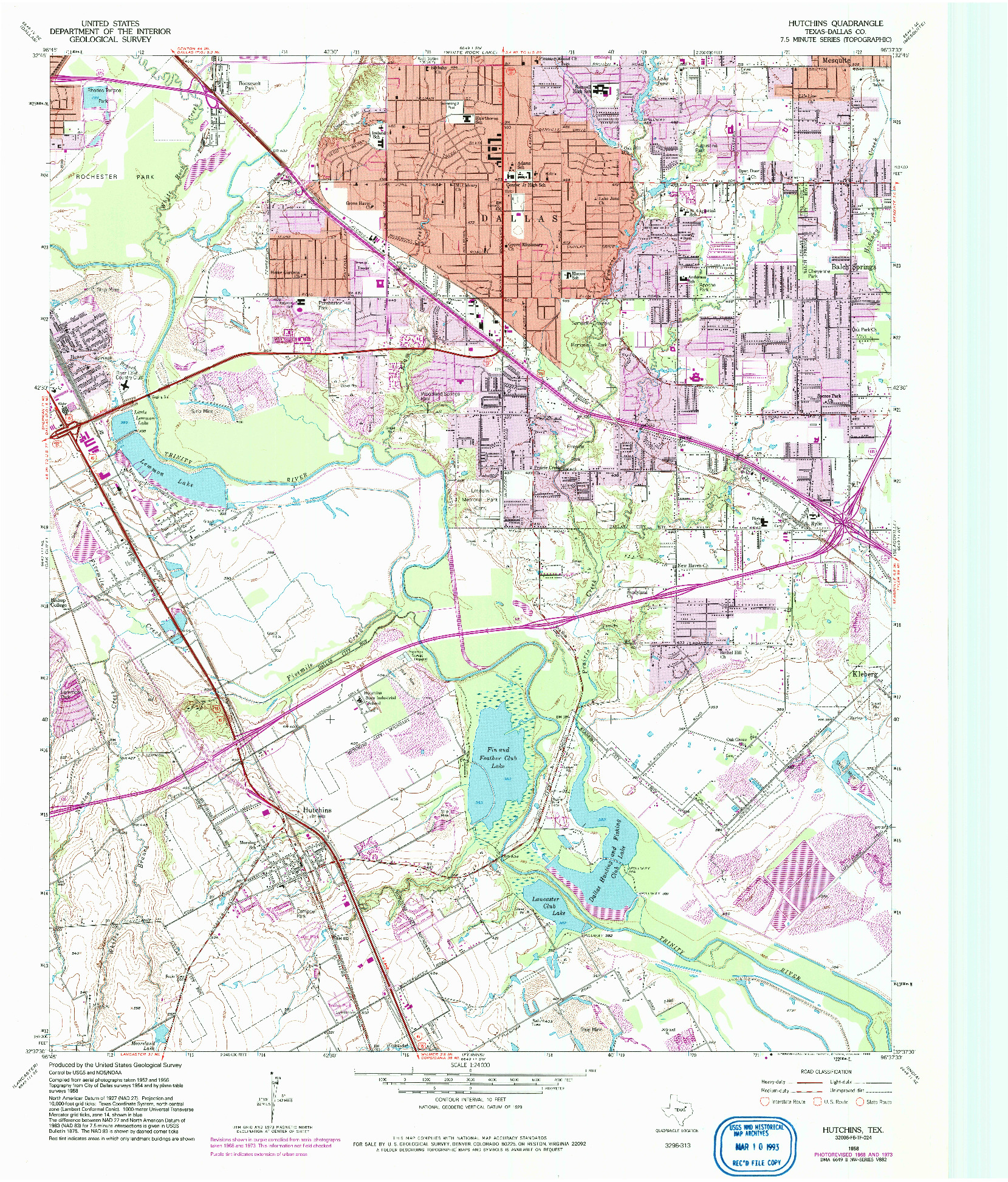 USGS 1:24000-SCALE QUADRANGLE FOR HUTCHINS, TX 1958