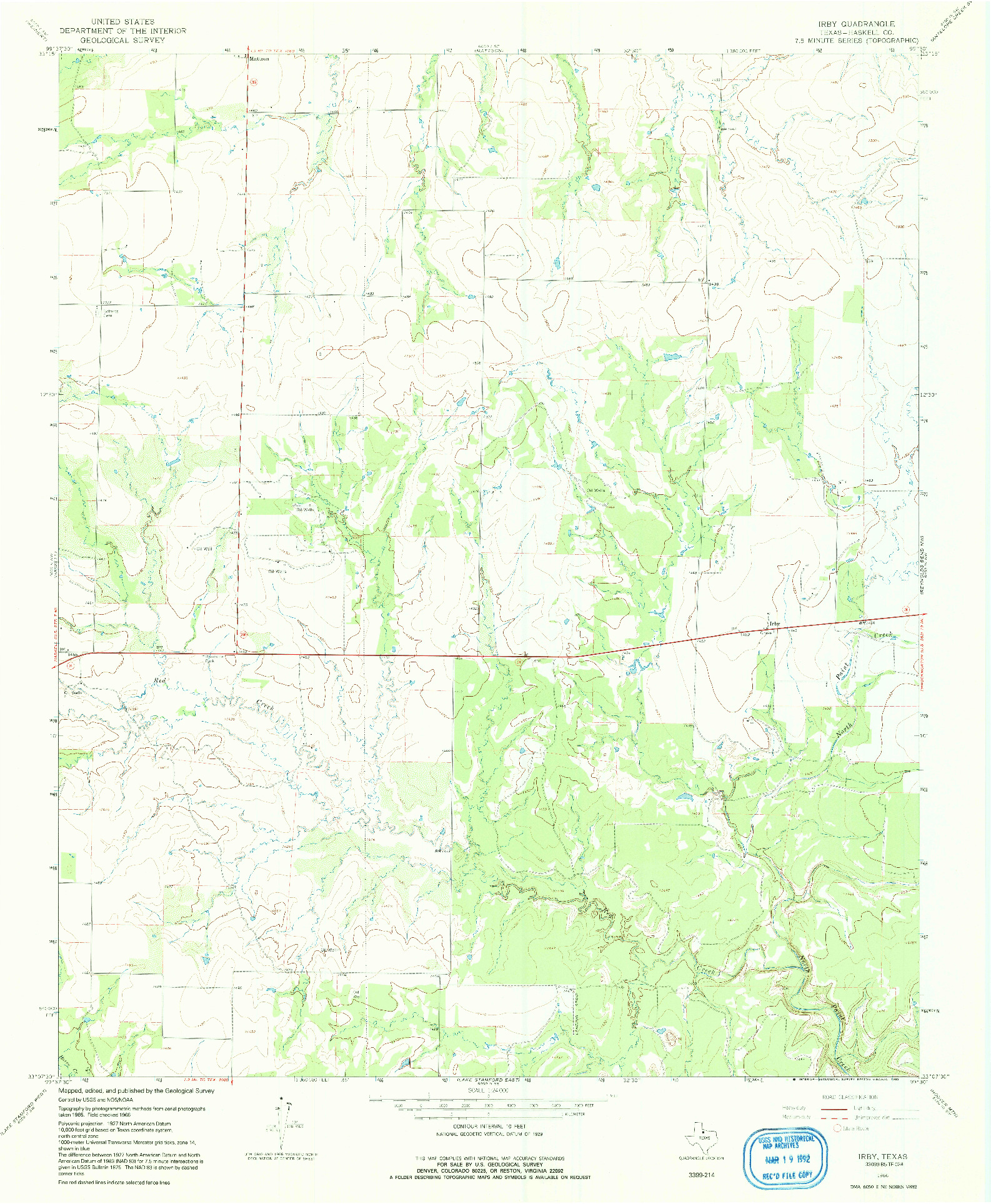 USGS 1:24000-SCALE QUADRANGLE FOR IRBY, TX 1966