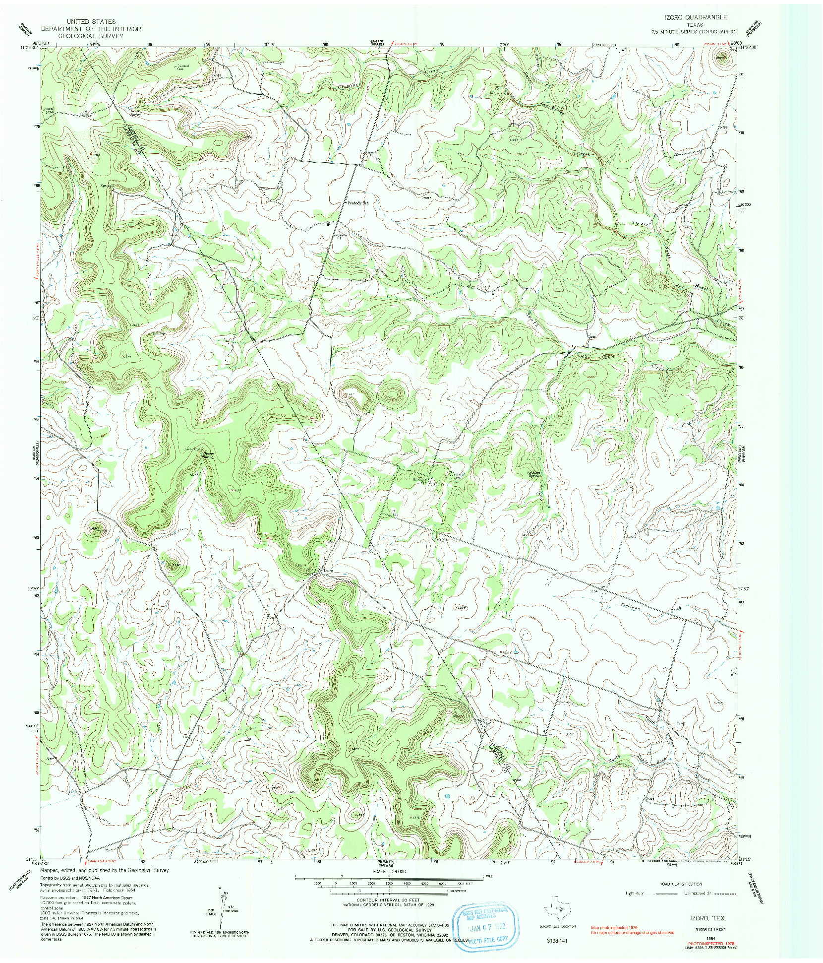 USGS 1:24000-SCALE QUADRANGLE FOR IZORO, TX 1954