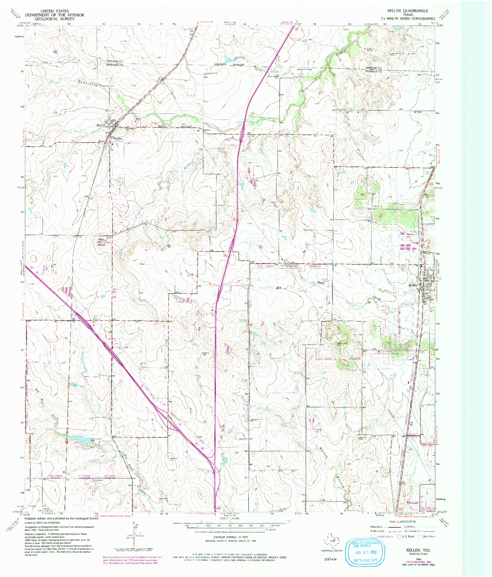 USGS 1:24000-SCALE QUADRANGLE FOR KELLER, TX 1955