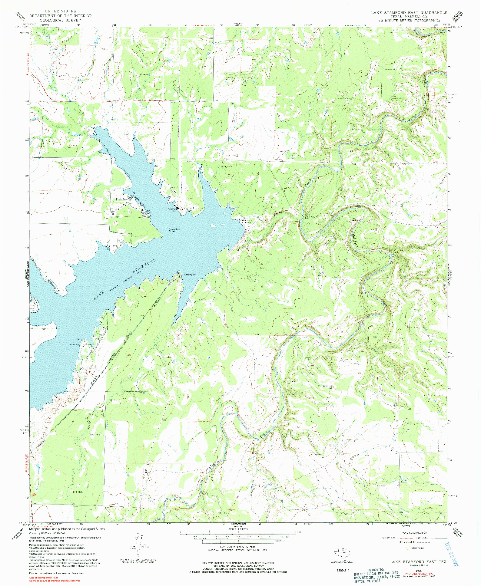 USGS 1:24000-SCALE QUADRANGLE FOR LAKE STAMFORD EAST, TX 1966