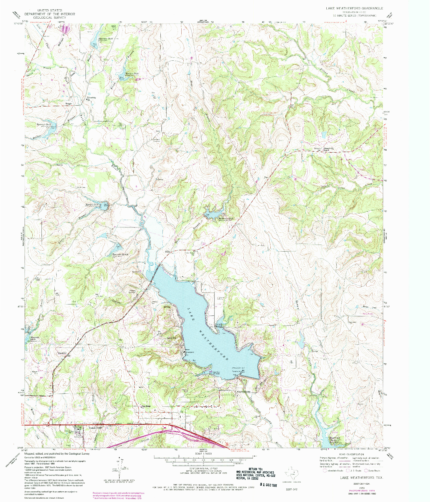 USGS 1:24000-SCALE QUADRANGLE FOR LAKE WEATHERFORD, TX 1959