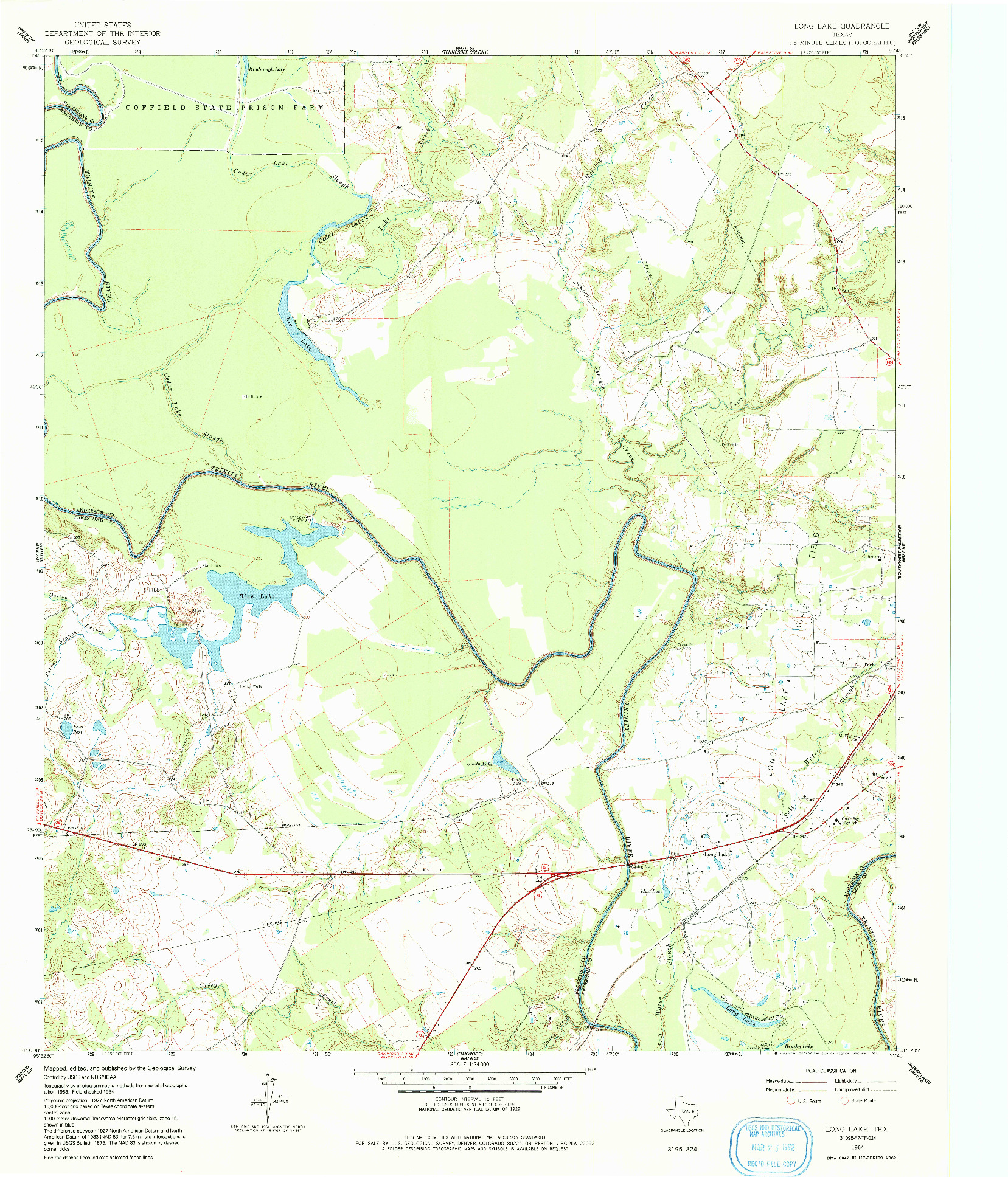 USGS 1:24000-SCALE QUADRANGLE FOR LONG LAKE, TX 1964