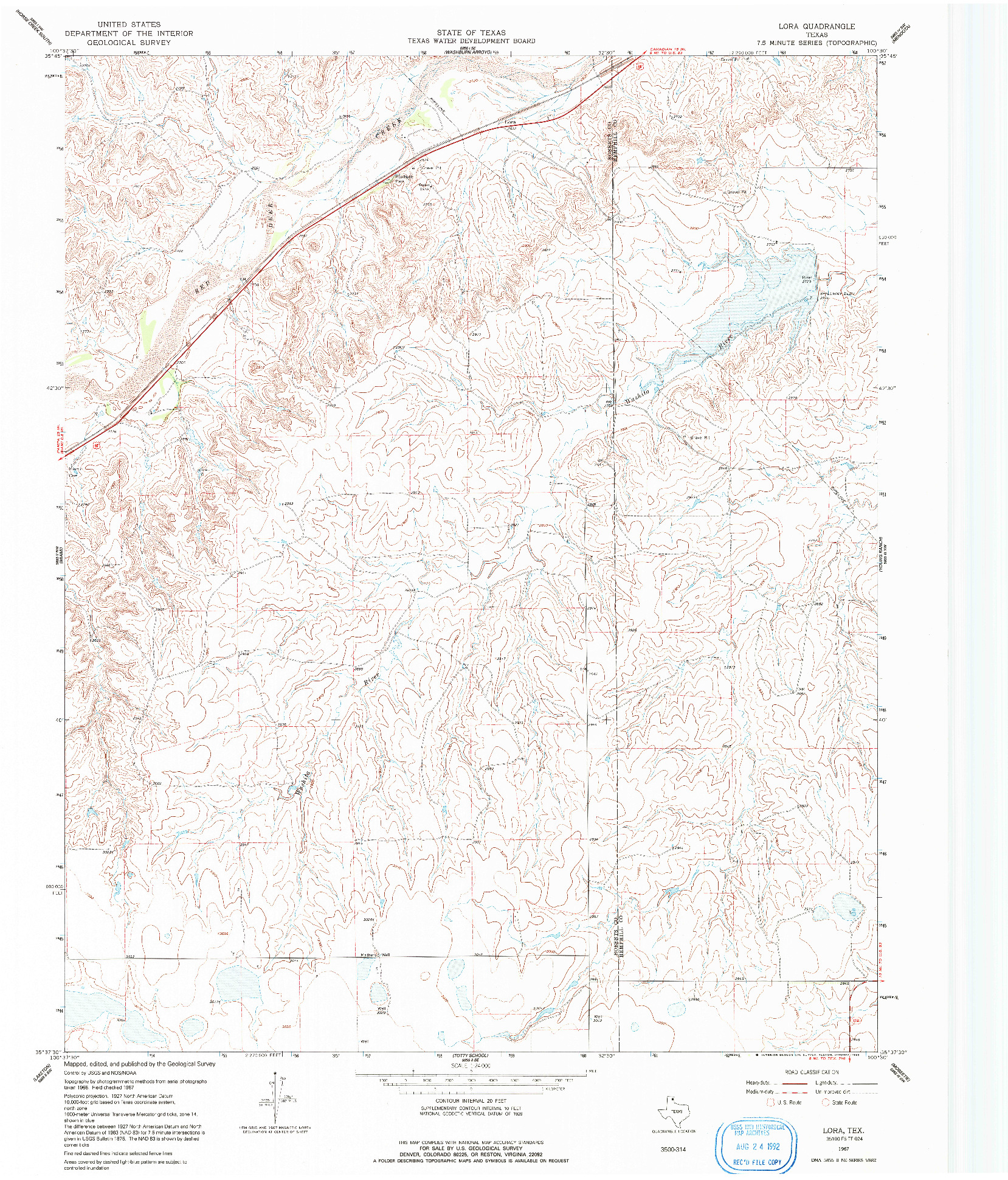 USGS 1:24000-SCALE QUADRANGLE FOR LORA, TX 1967