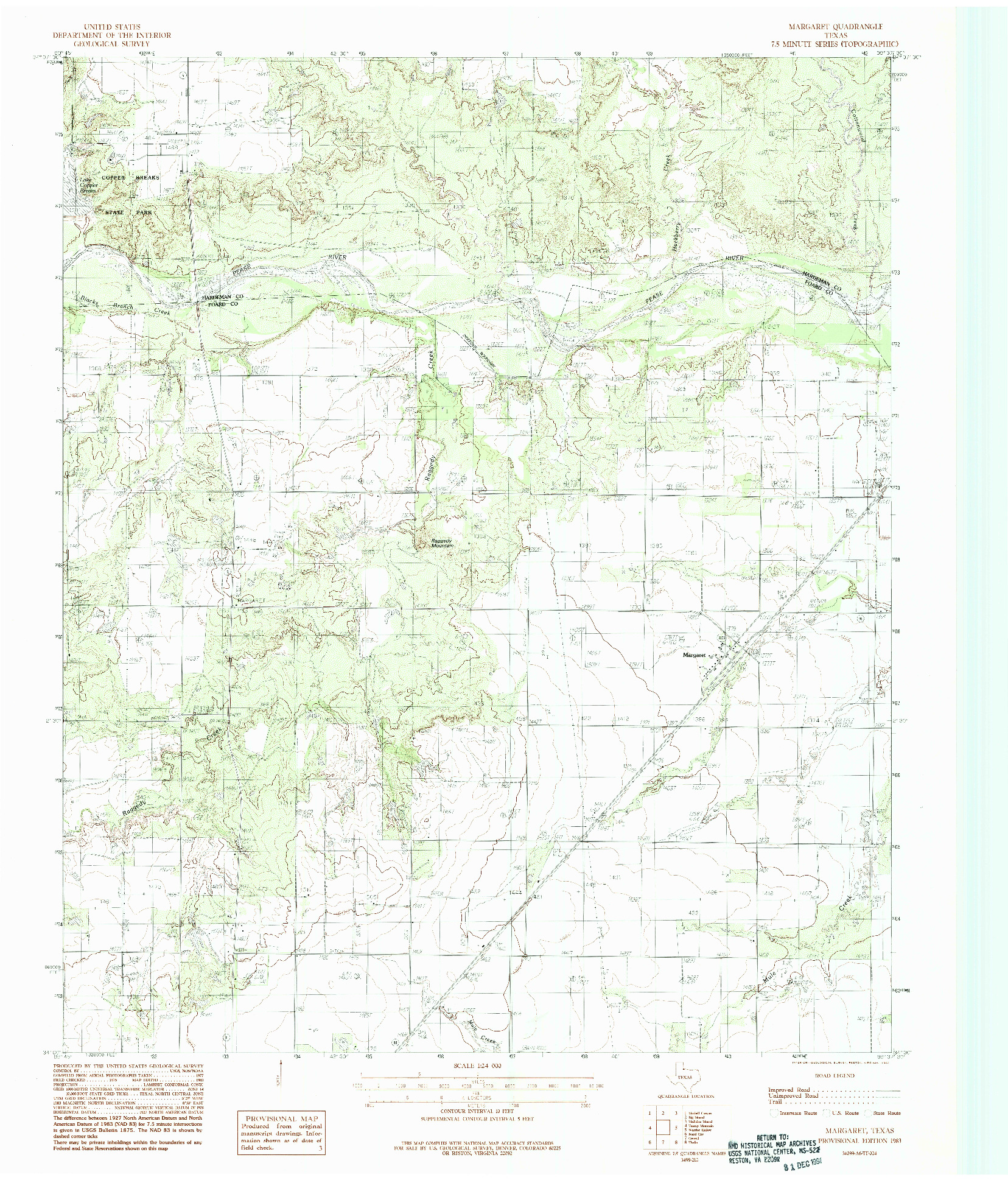 USGS 1:24000-SCALE QUADRANGLE FOR MARGARET, TX 1983