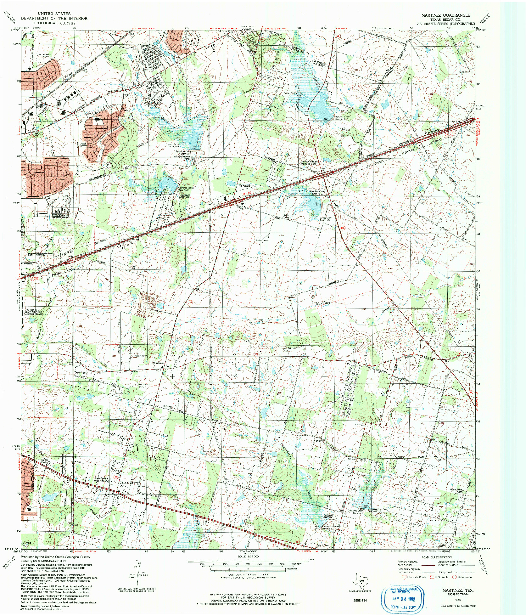 USGS 1:24000-SCALE QUADRANGLE FOR MARTINEZ, TX 1992