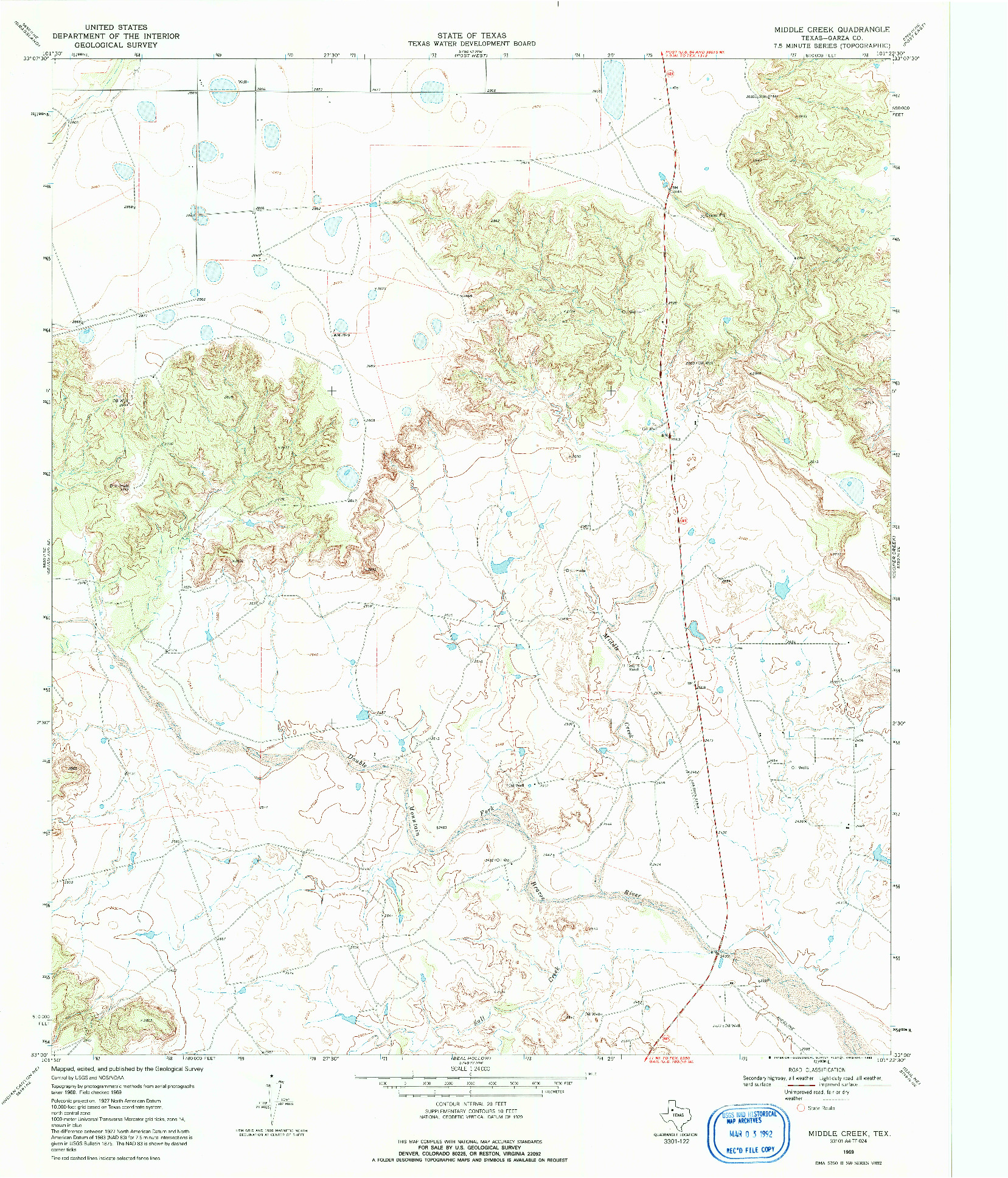 USGS 1:24000-SCALE QUADRANGLE FOR MIDDLE CREEK, TX 1969