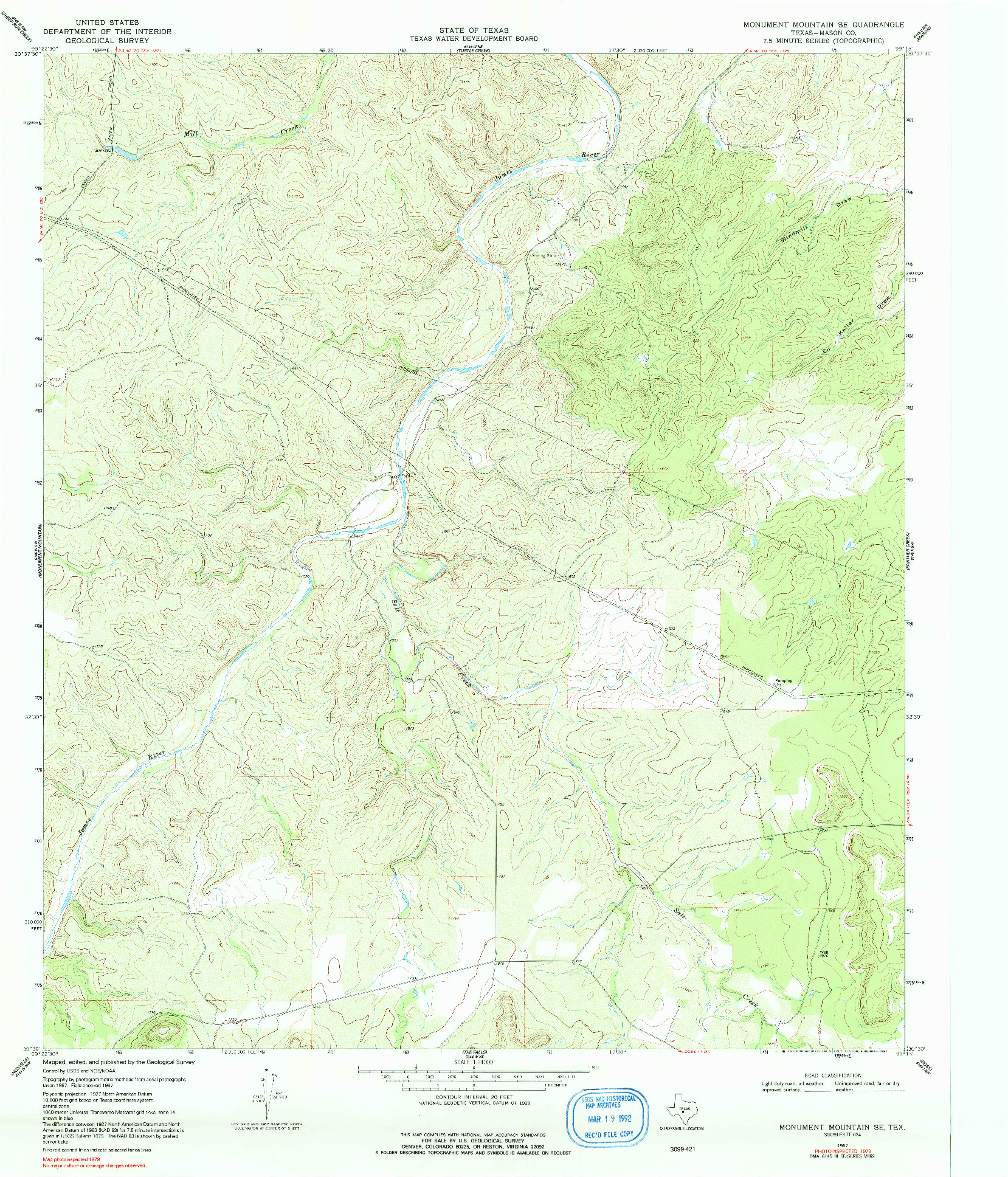 USGS 1:24000-SCALE QUADRANGLE FOR MONUMENT MOUNTAIN SE, TX 1967