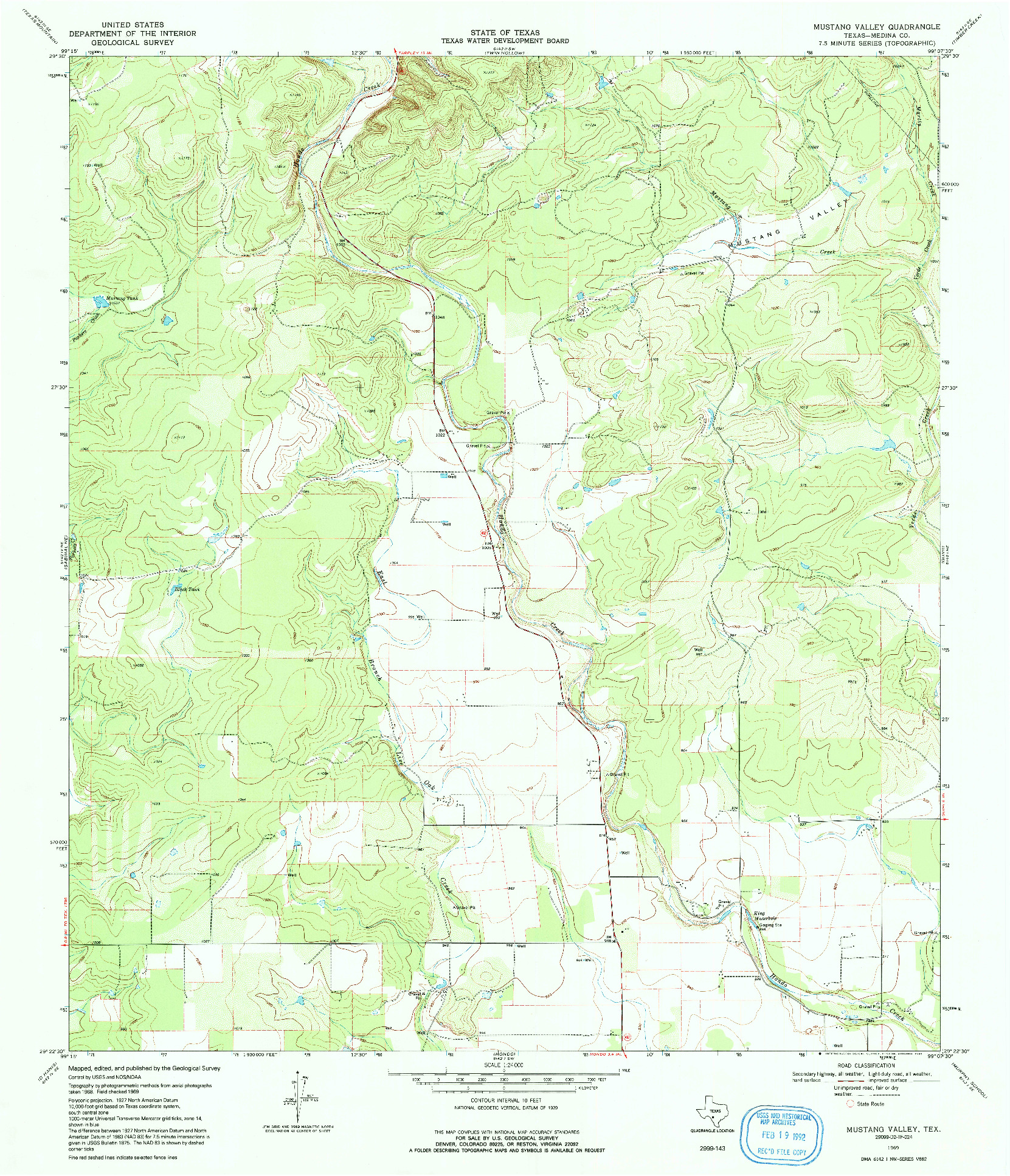 USGS 1:24000-SCALE QUADRANGLE FOR MUSTANG VALLEY, TX 1969
