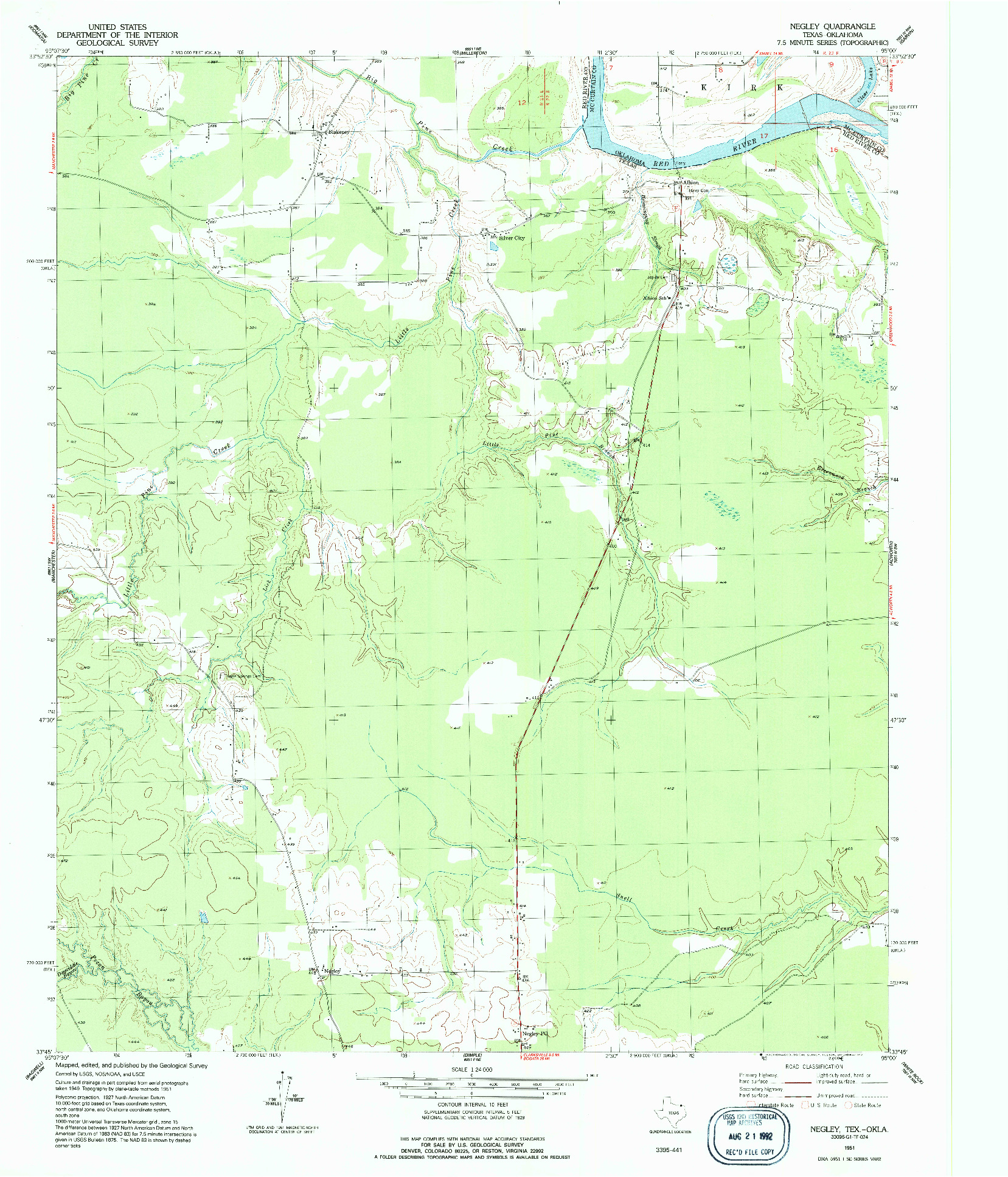 USGS 1:24000-SCALE QUADRANGLE FOR NEGLEY, TX 1951