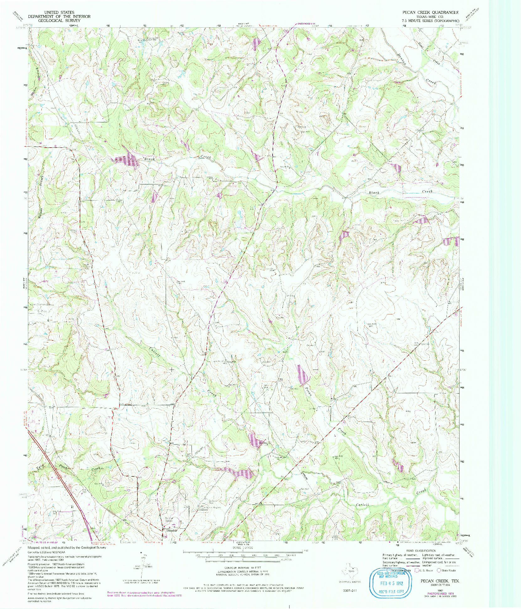 USGS 1:24000-SCALE QUADRANGLE FOR PECAN CREEK, TX 1961