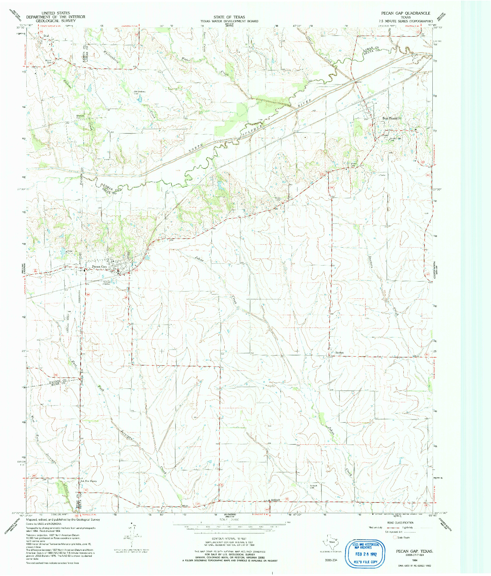 USGS 1:24000-SCALE QUADRANGLE FOR PECAN GAP, TX 1964