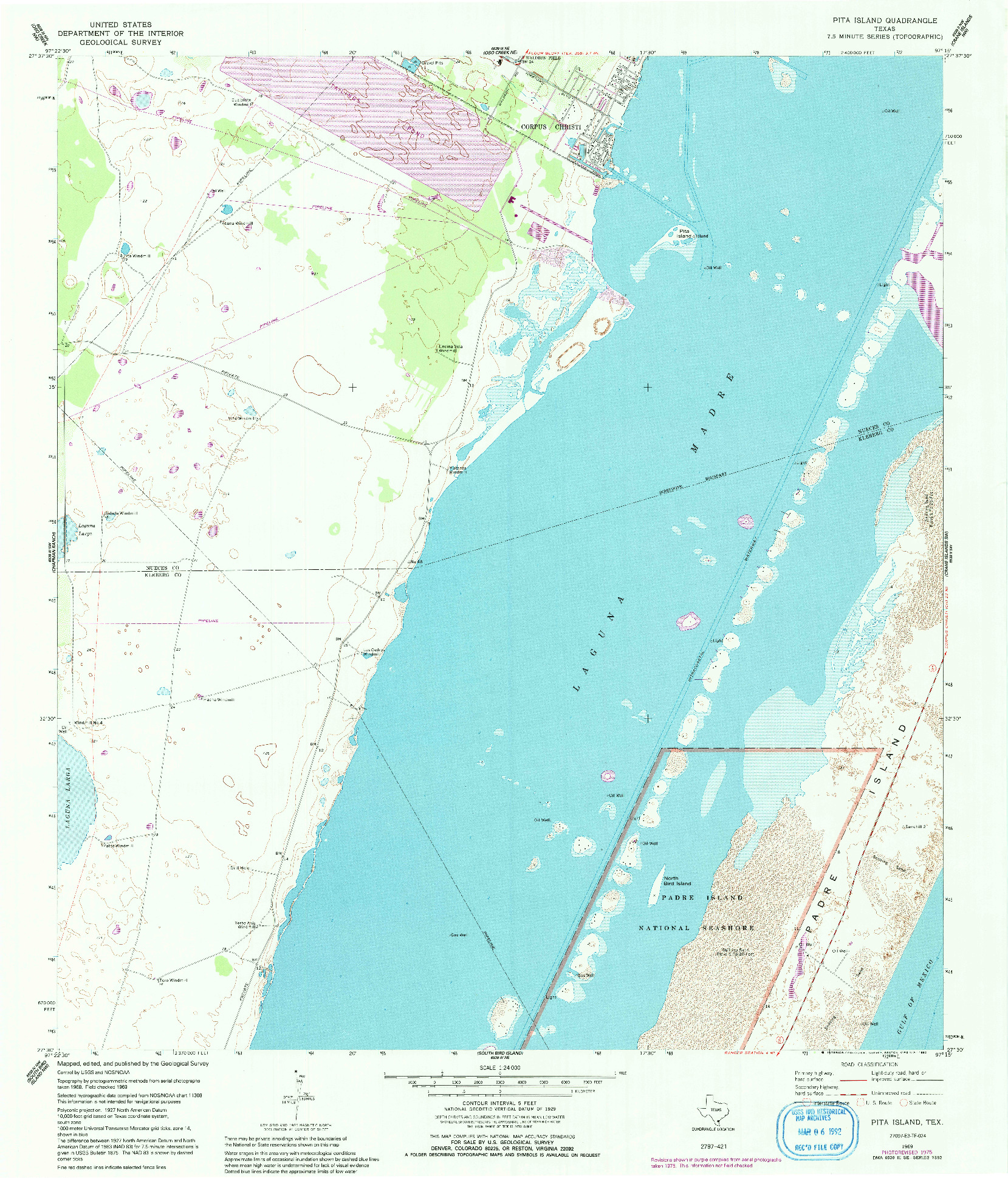 USGS 1:24000-SCALE QUADRANGLE FOR PITA ISLAND, TX 1969