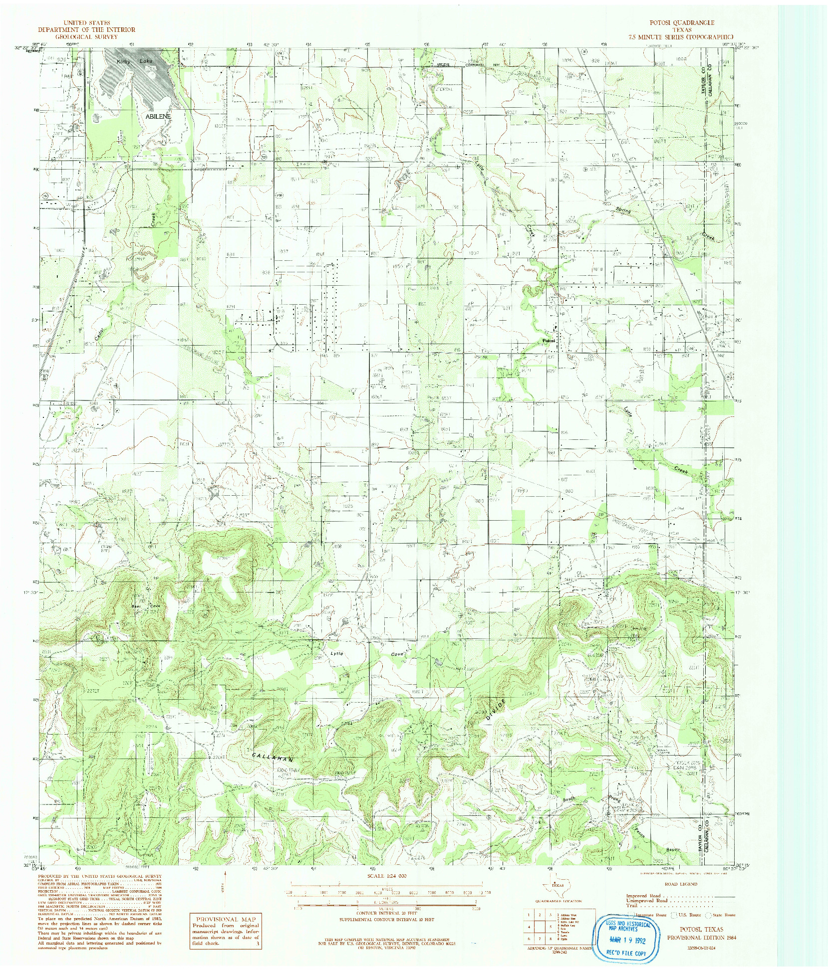 USGS 1:24000-SCALE QUADRANGLE FOR POTOSI, TX 1984