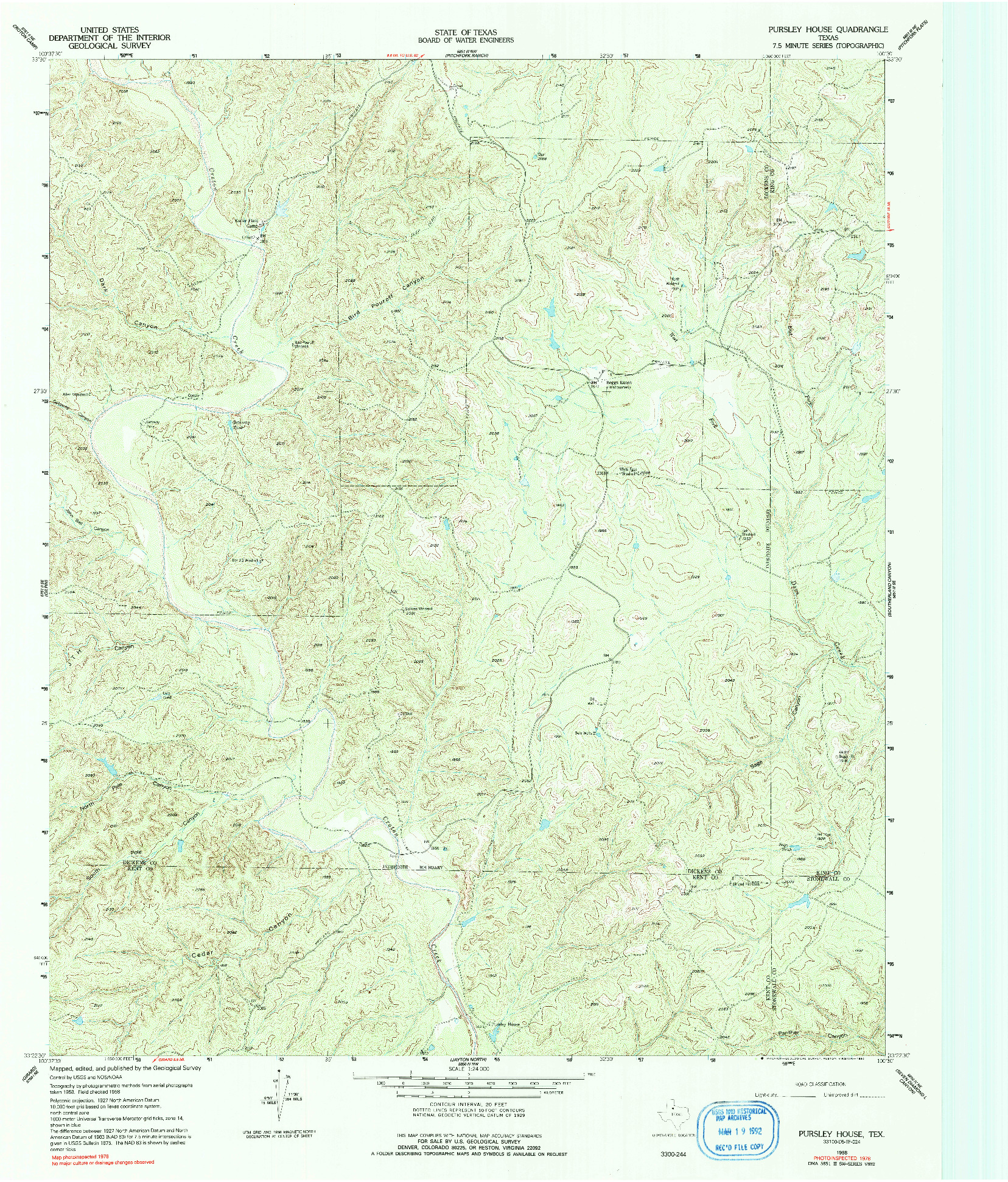 USGS 1:24000-SCALE QUADRANGLE FOR PURSLEY HOUSE, TX 1958