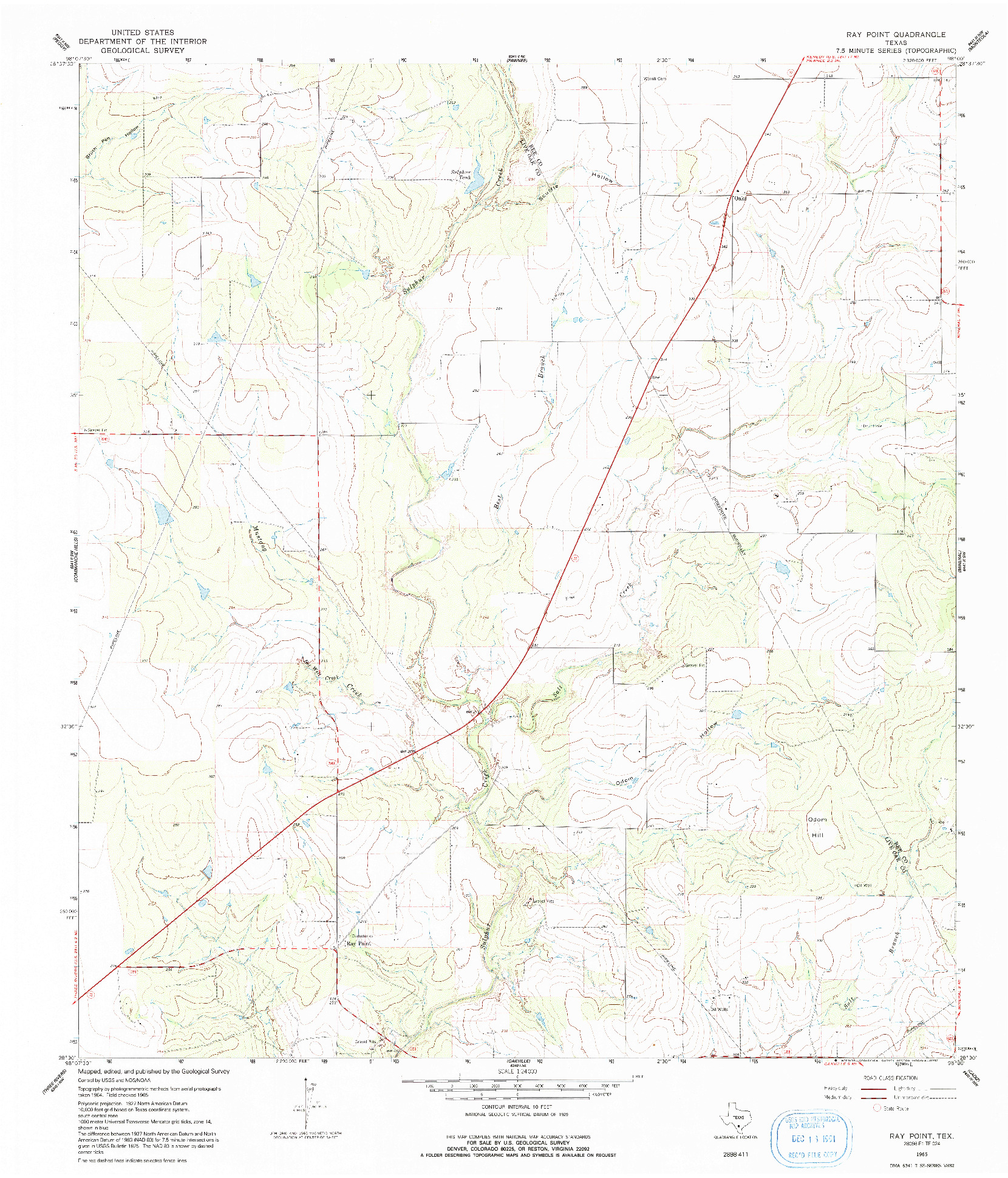 USGS 1:24000-SCALE QUADRANGLE FOR RAY POINT, TX 1965