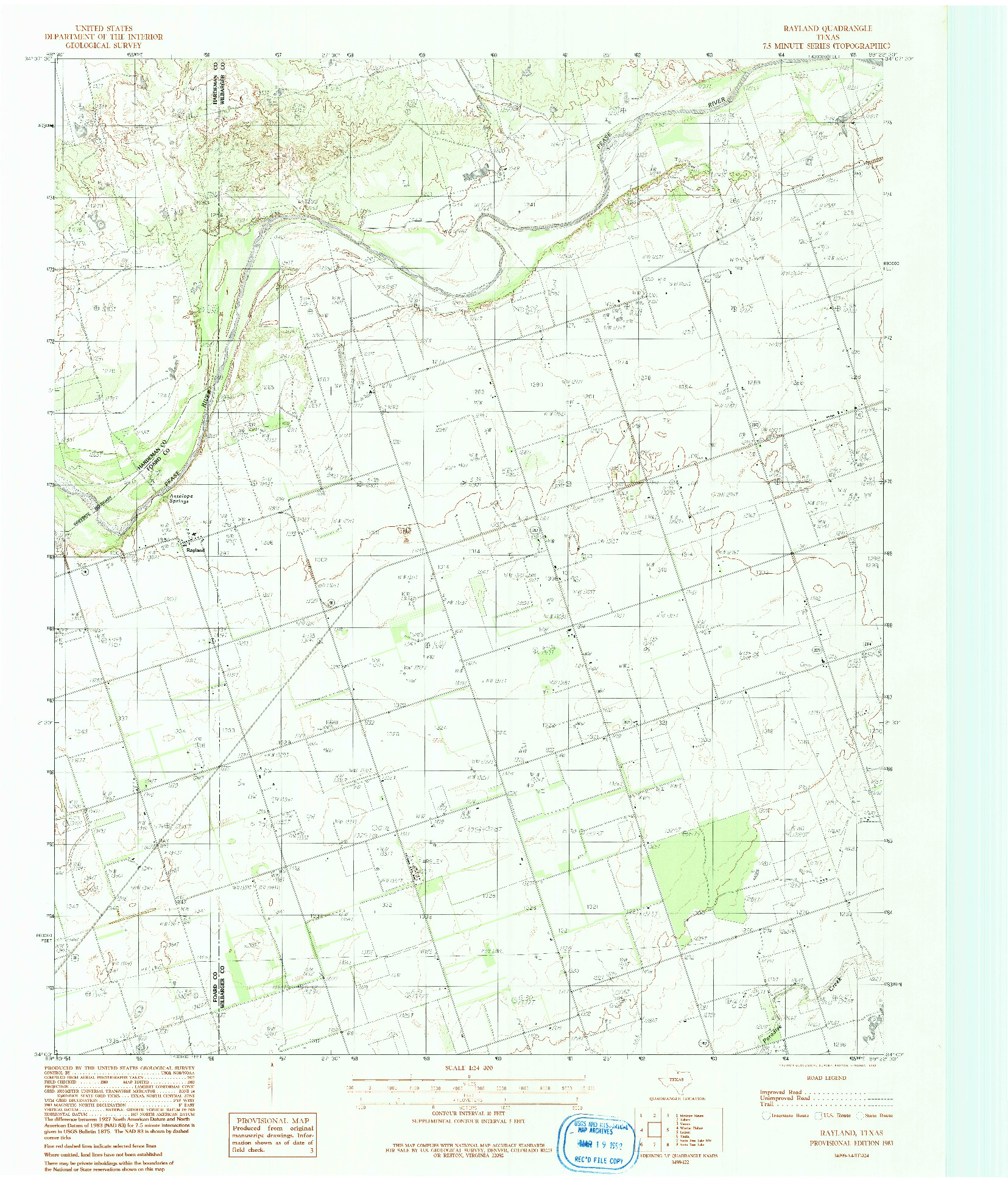 USGS 1:24000-SCALE QUADRANGLE FOR RAYLAND, TX 1983