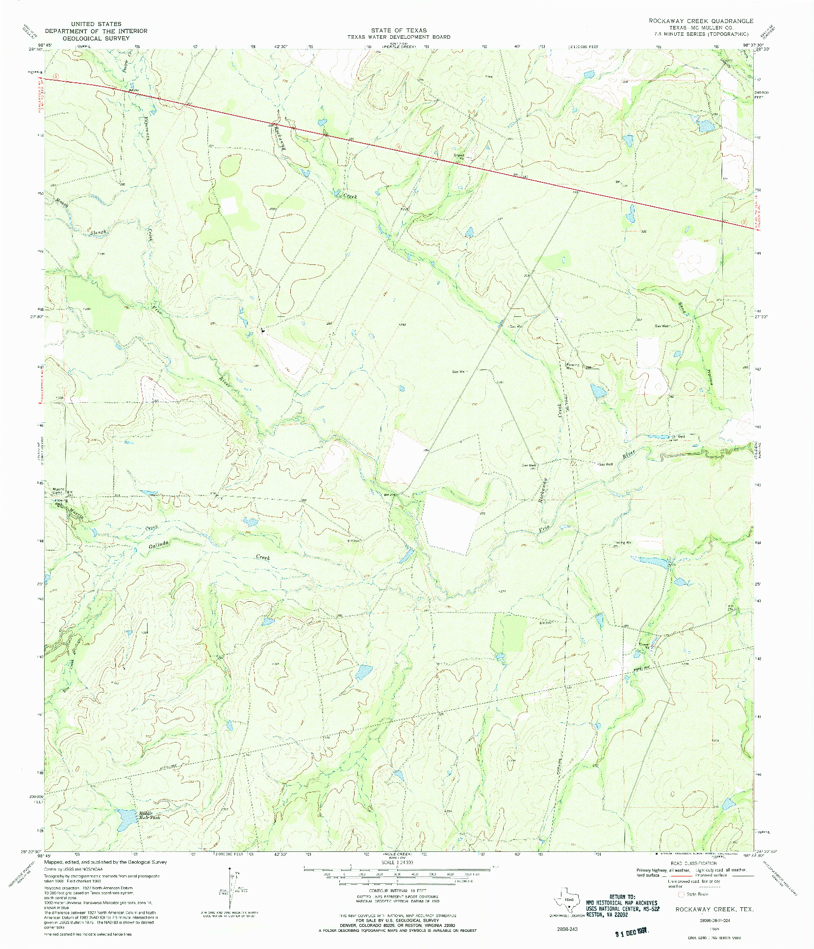 USGS 1:24000-SCALE QUADRANGLE FOR ROCKAWAY CREEK, TX 1969