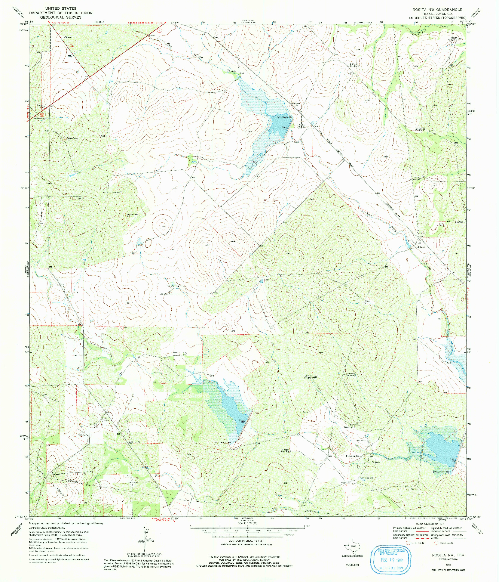 USGS 1:24000-SCALE QUADRANGLE FOR ROSITA NW, TX 1969