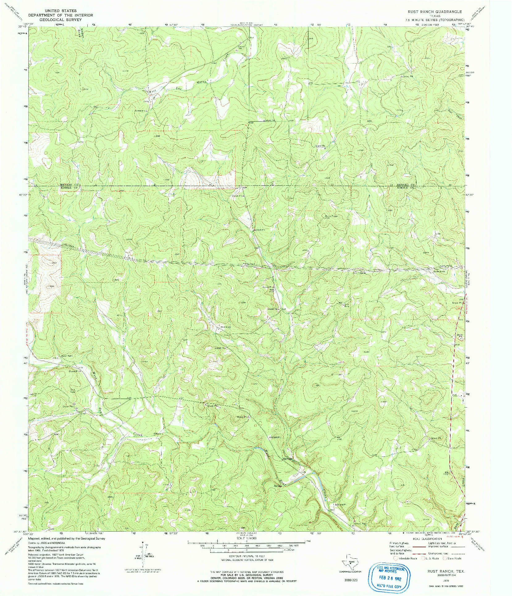 USGS 1:24000-SCALE QUADRANGLE FOR RUST RANCH, TX 1970