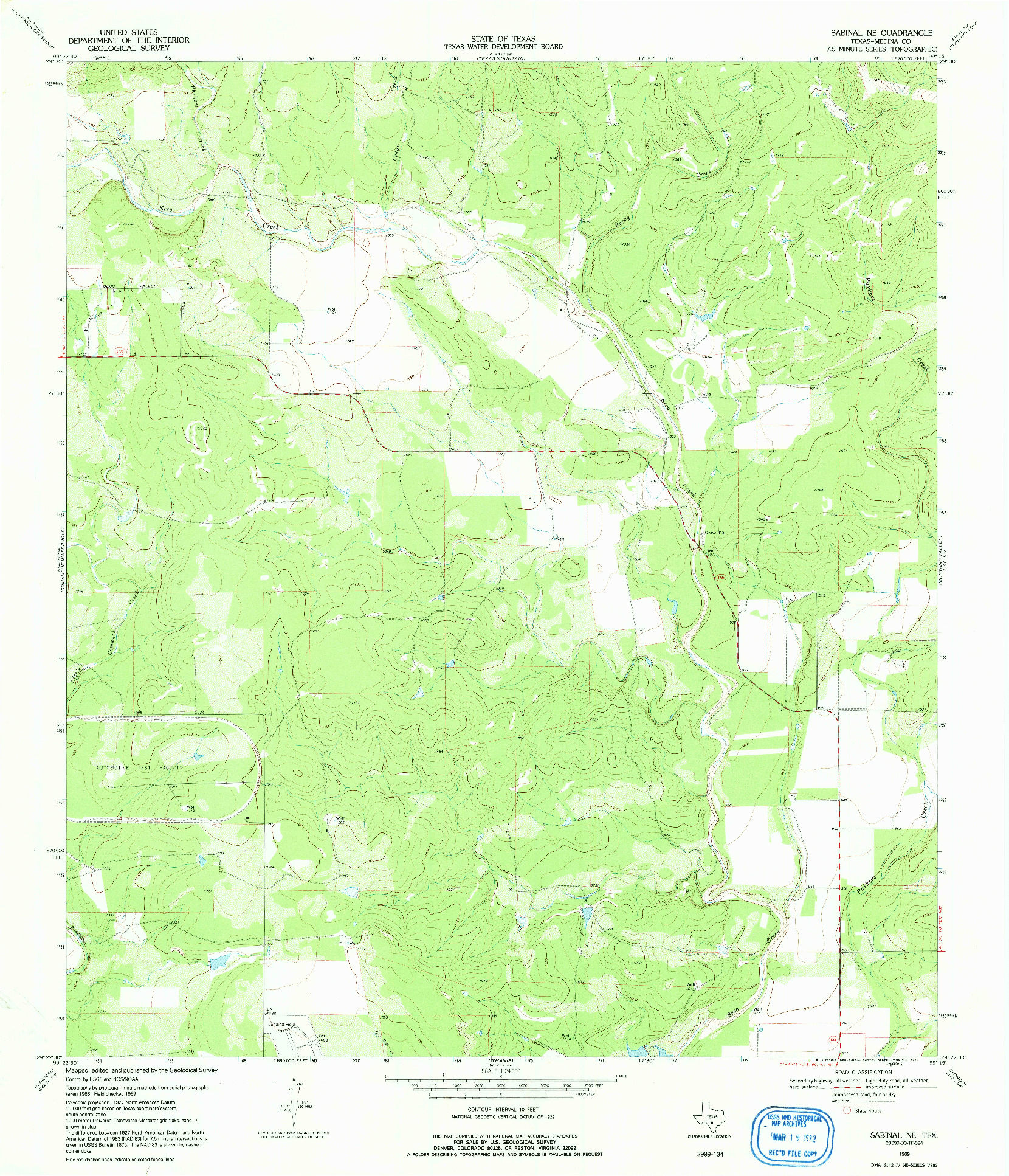 USGS 1:24000-SCALE QUADRANGLE FOR SABINAL NE, TX 1969