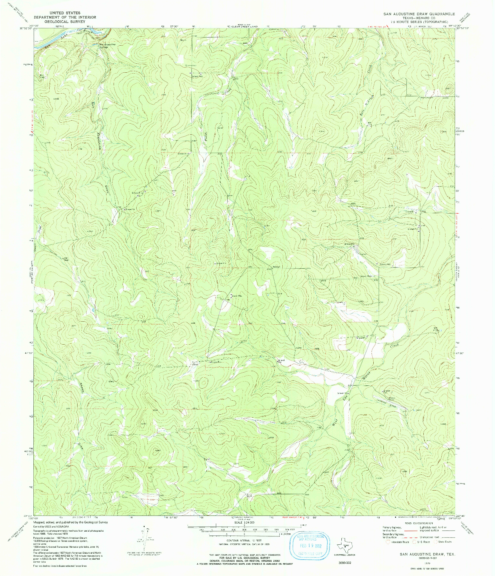 USGS 1:24000-SCALE QUADRANGLE FOR SAN AUGUSTINE DRAW, TX 1970