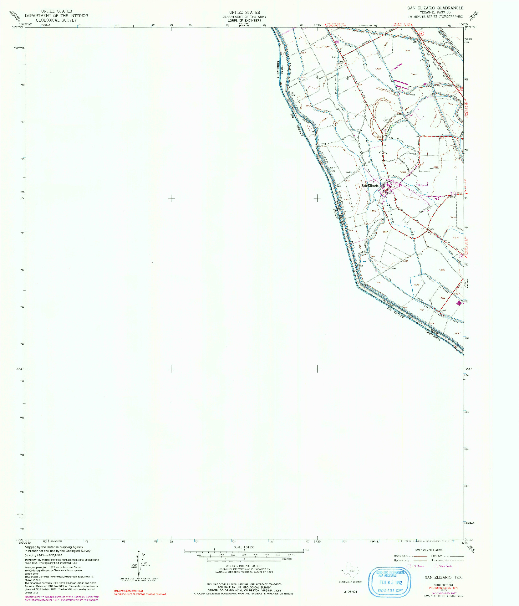 USGS 1:24000-SCALE QUADRANGLE FOR SAN ELIZARIO, TX 1955