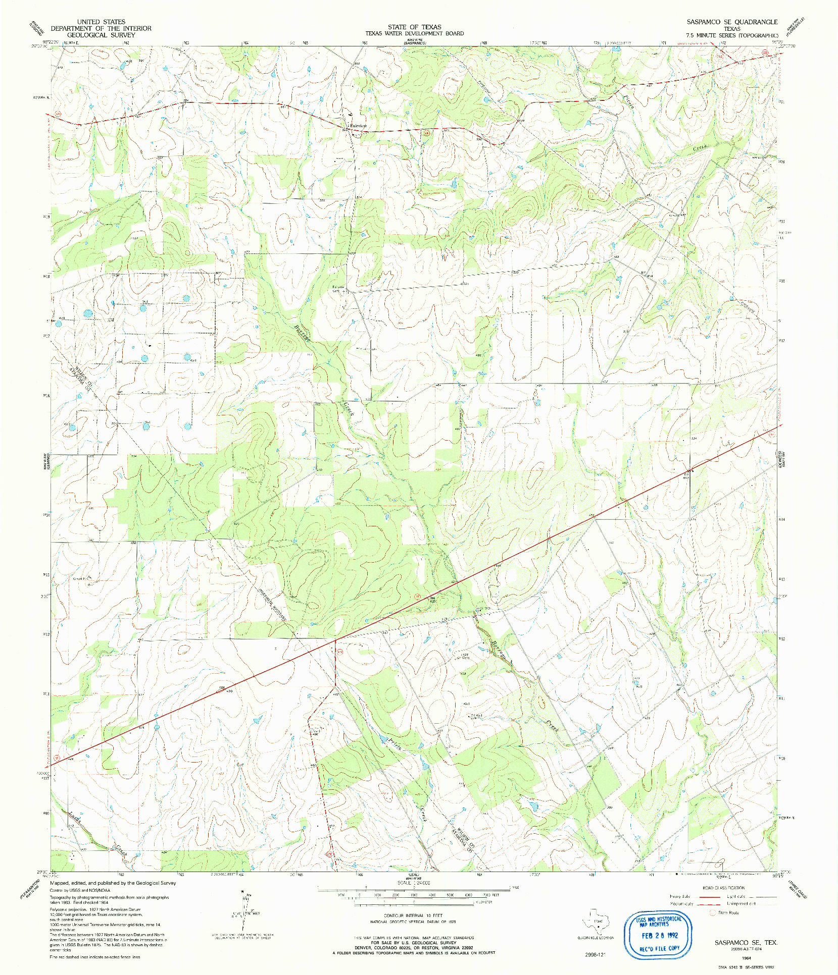 USGS 1:24000-SCALE QUADRANGLE FOR SASPAMCO SE, TX 1964
