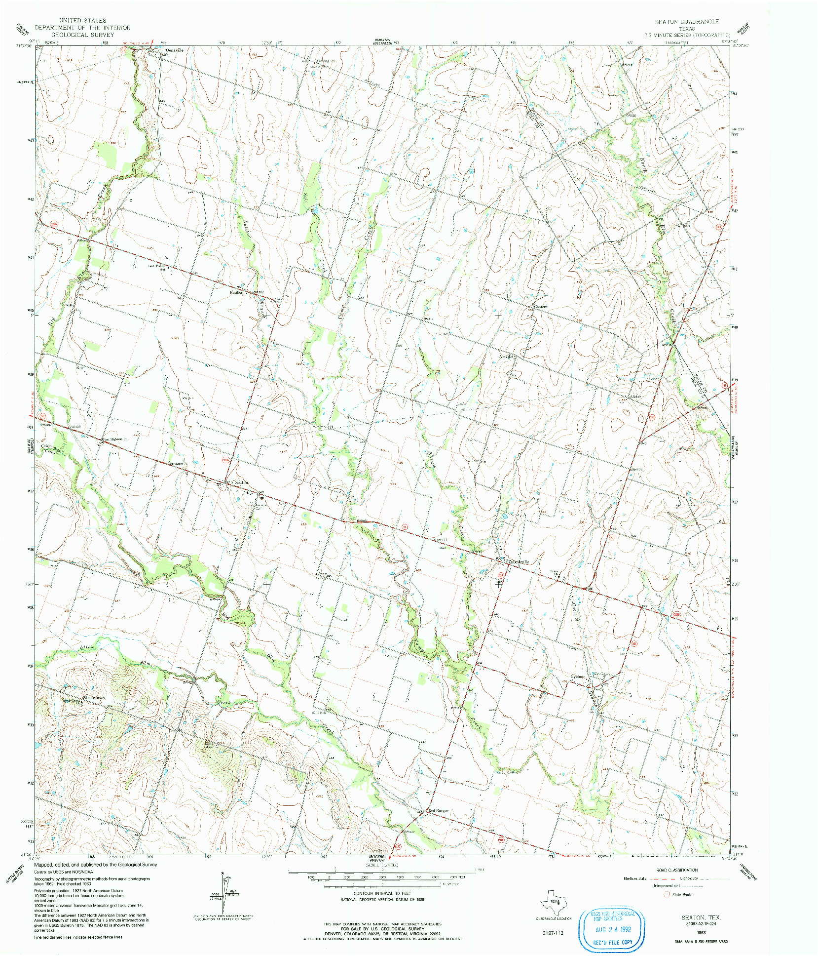 USGS 1:24000-SCALE QUADRANGLE FOR SEATON, TX 1963