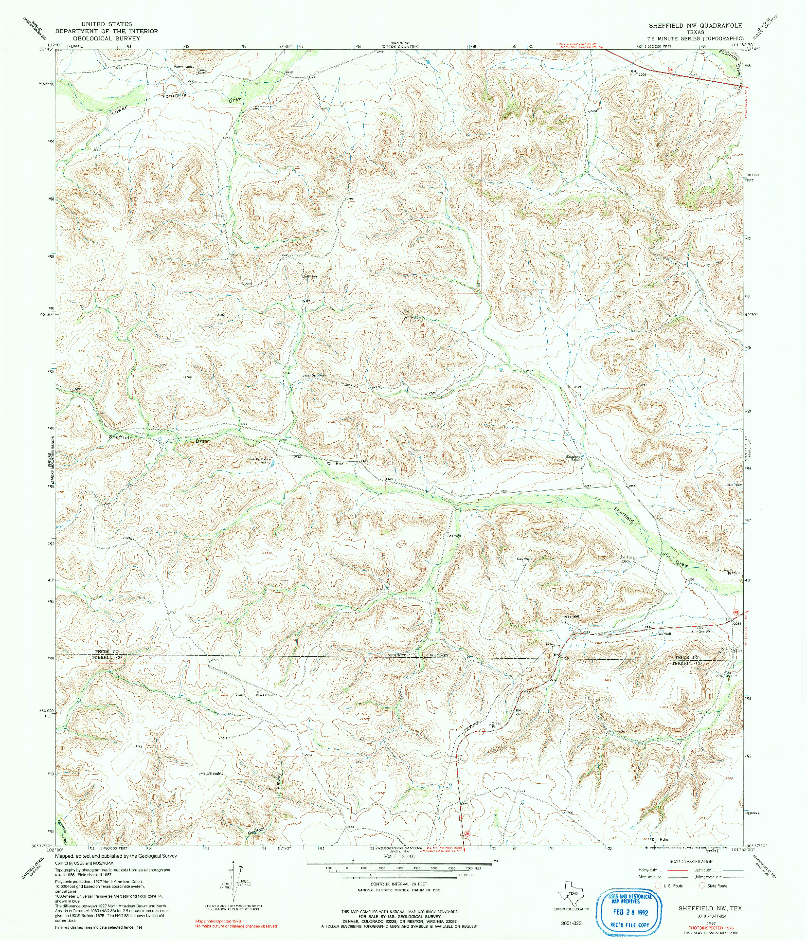 USGS 1:24000-SCALE QUADRANGLE FOR SHEFFIELD NW, TX 1967