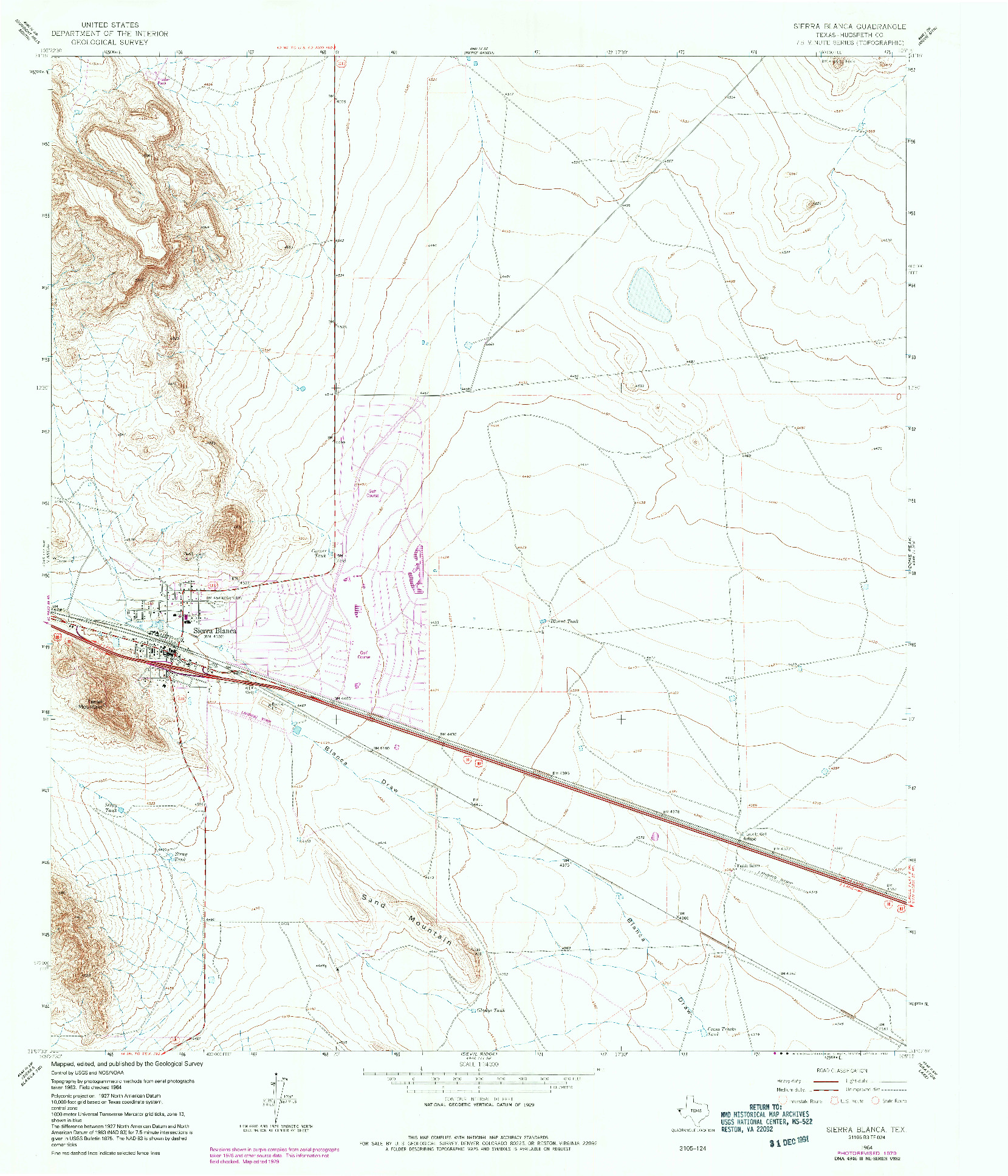 USGS 1:24000-SCALE QUADRANGLE FOR SIERRA BLANCA, TX 1964