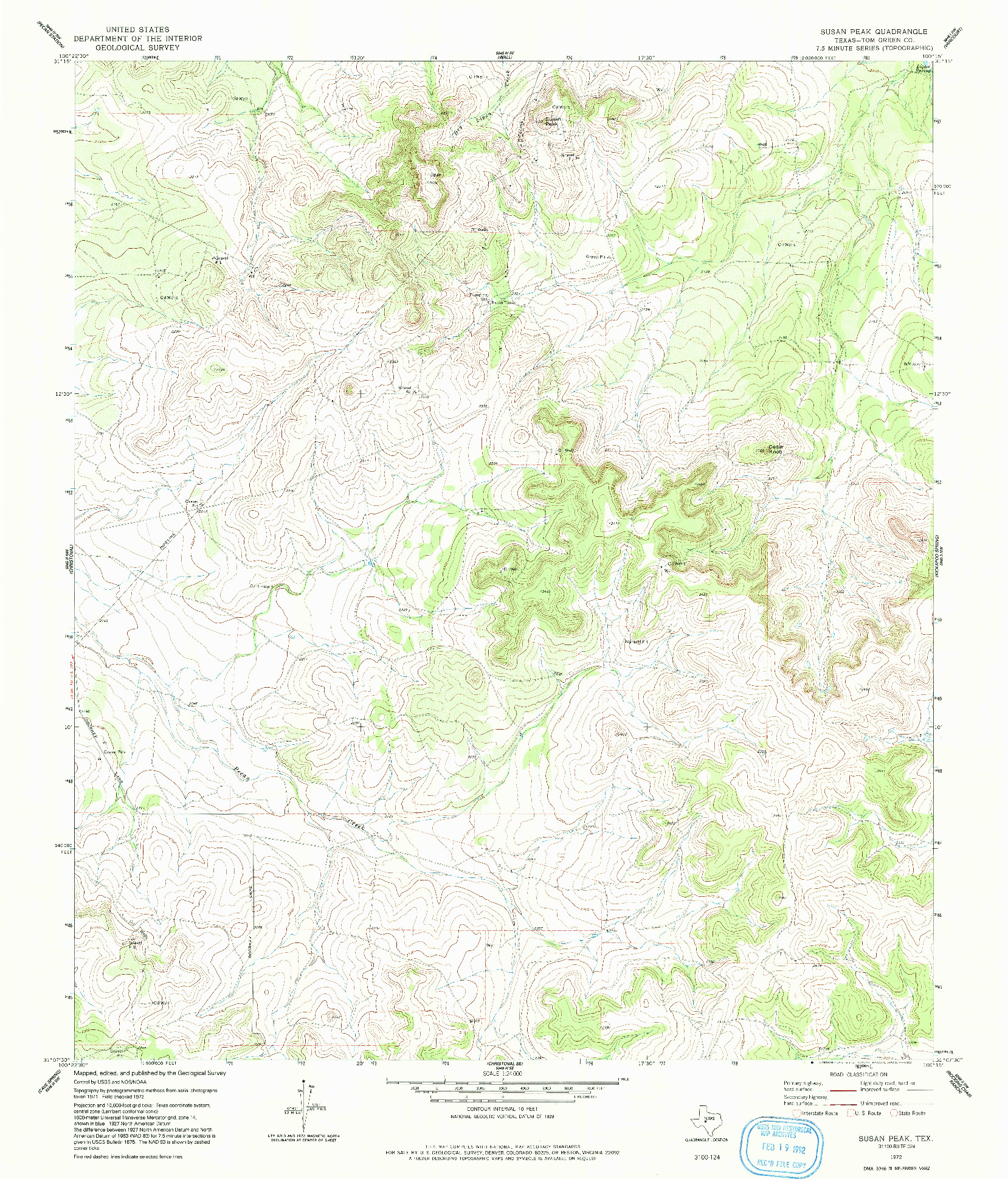 USGS 1:24000-SCALE QUADRANGLE FOR SUSAN PEAK, TX 1972