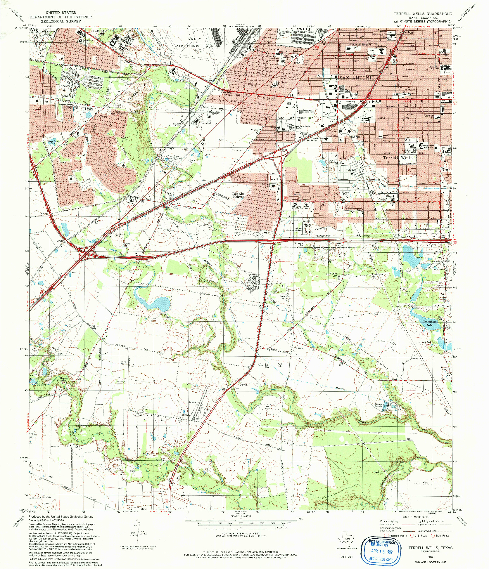 USGS 1:24000-SCALE QUADRANGLE FOR TERRELL WELLS, TX 1992