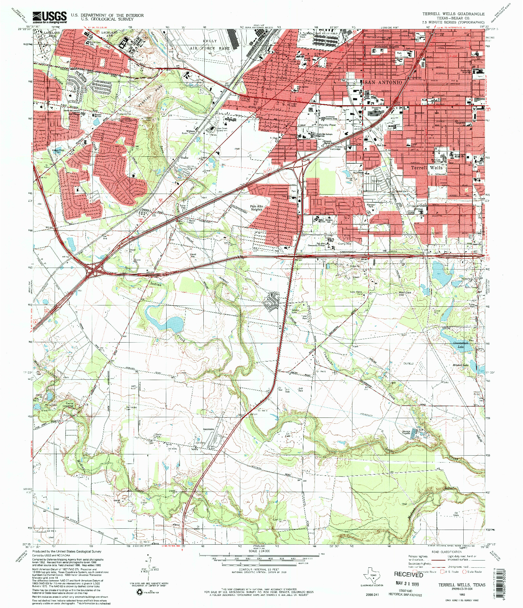 USGS 1:24000-SCALE QUADRANGLE FOR TERRELL WELLS, TX 1992